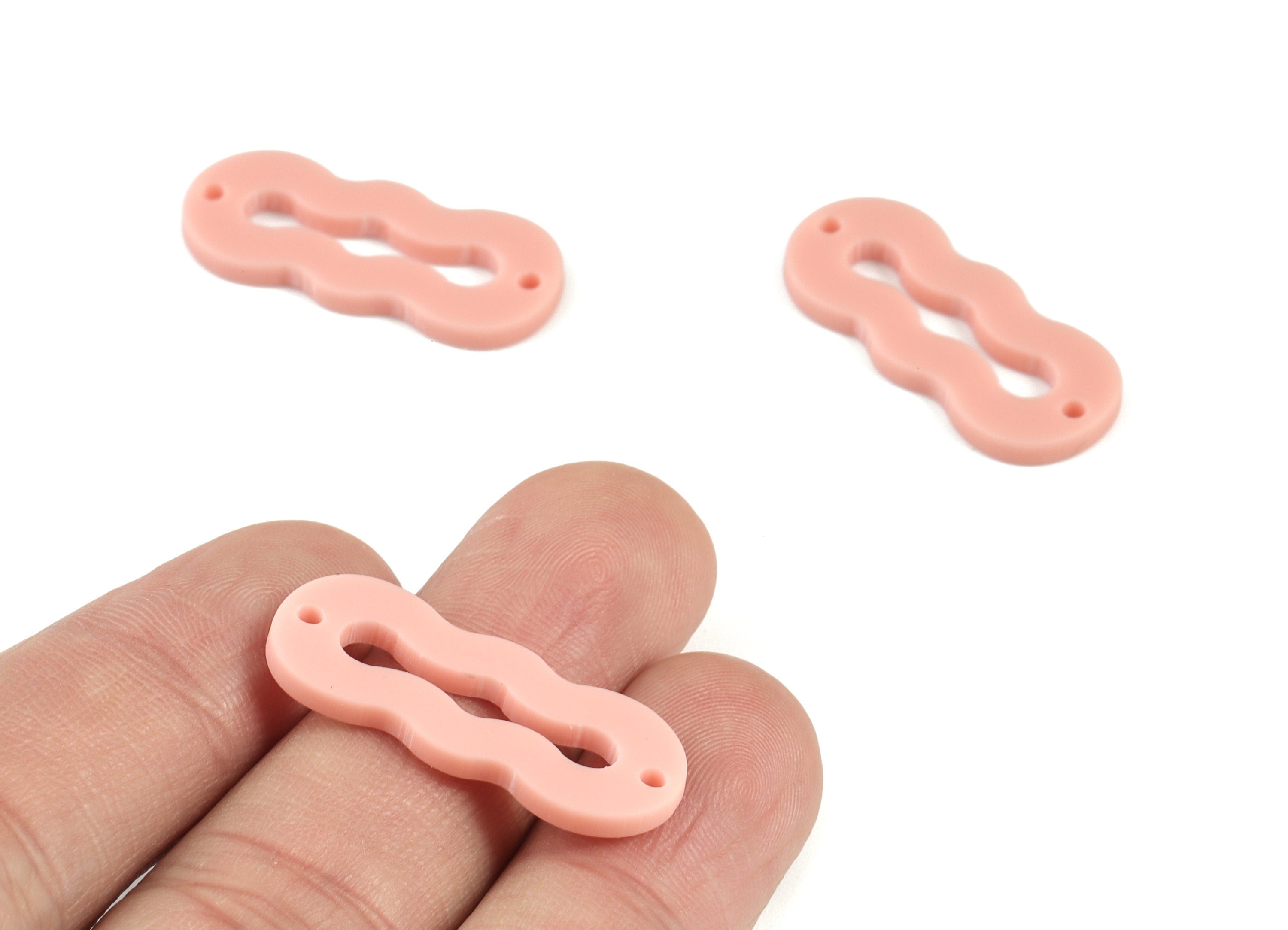 Acrylic Mini Oval Earring Connector - Pink Acrylic Oval Charms - Jewelry Supplies - Color Code:A560 - 29.74x12.36x2.07mm - AC2122-A560 - DOMEDBAZAAR