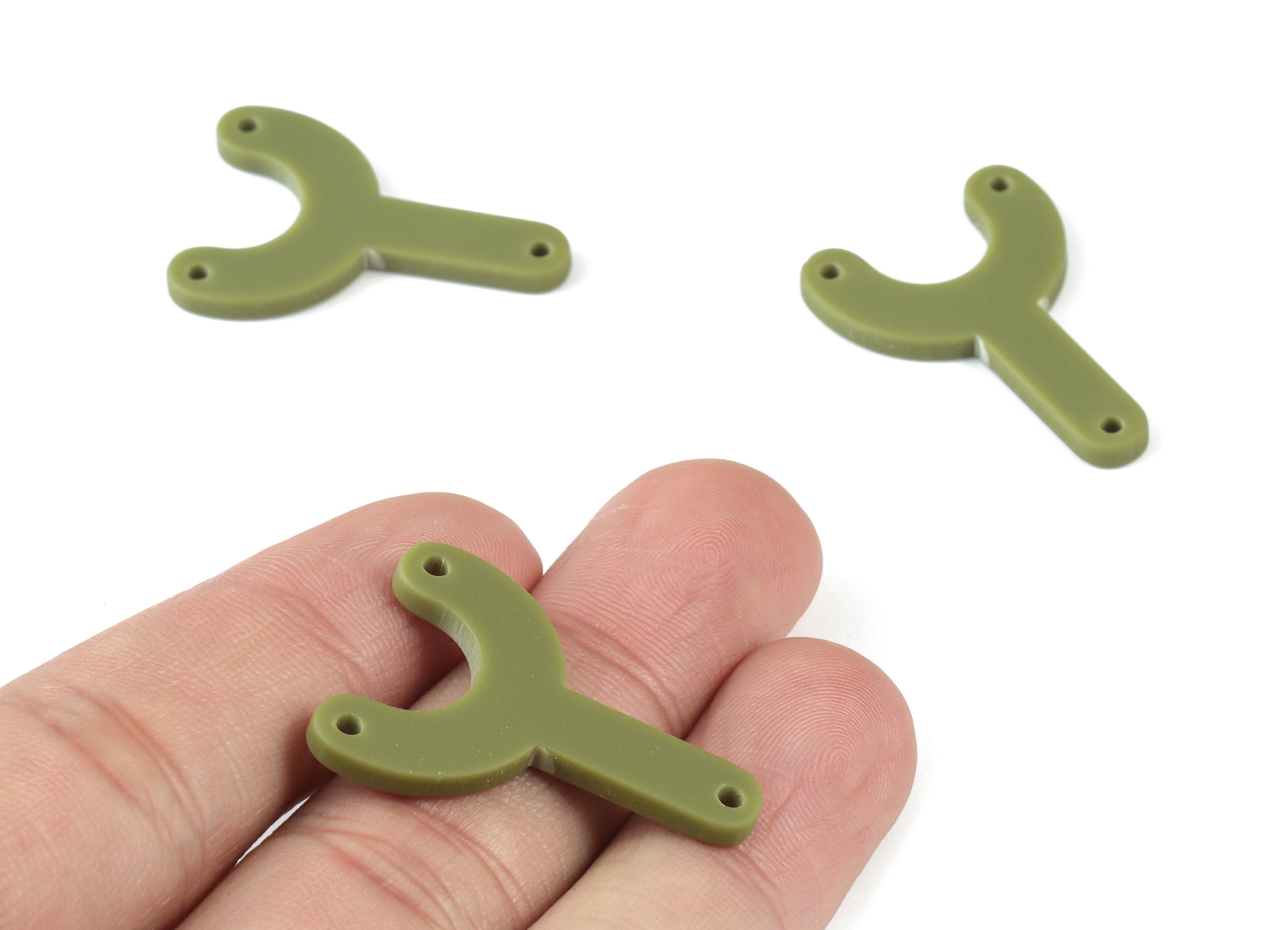 Acrylic Y Earring Connector - Green Acrylic Y Earring Charms - Jewelry Supplies - Color Code:A476 - 30.83x22.11x1.87mm - AC2110-A476 - DOMEDBAZAAR