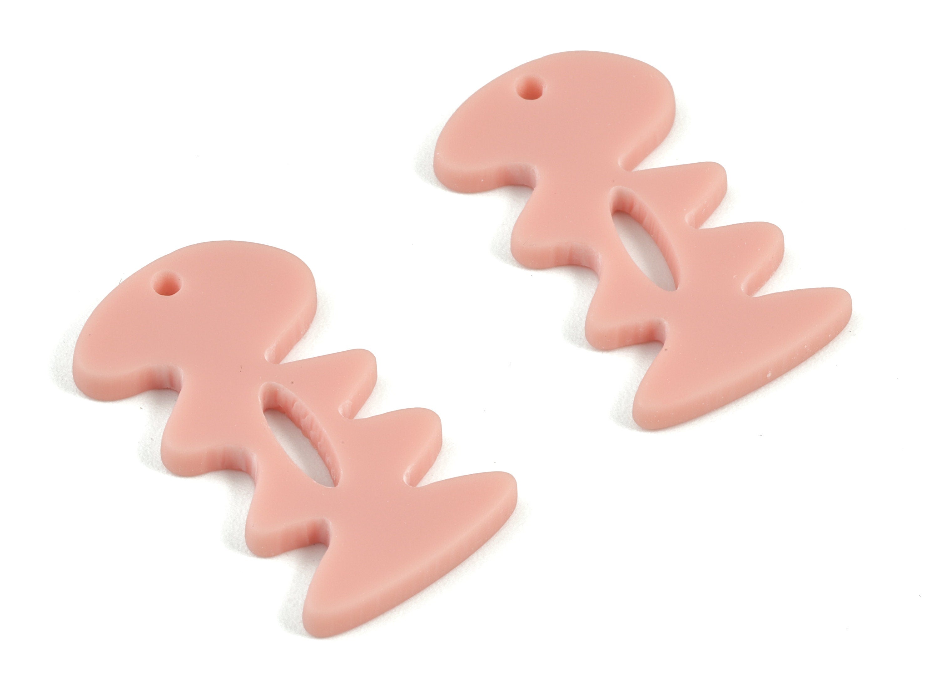 Acrylic Pink Fishbone Earring Charms - Acrylic Mini Earrings - Jewelry Supplies - Color Code:A560 - 29.48x16.41x2.3mm - AC2128-A560 - DOMEDBAZAAR