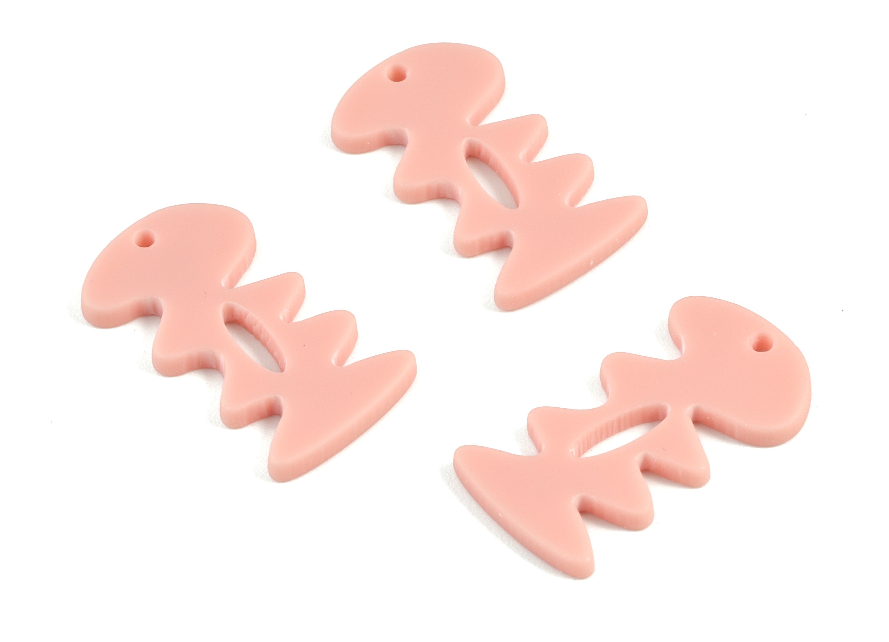 Acrylic Pink Fishbone Earring Charms - Acrylic Mini Earrings - Jewelry Supplies - Color Code:A560 - 29.48x16.41x2.3mm - AC2128-A560 - DOMEDBAZAAR
