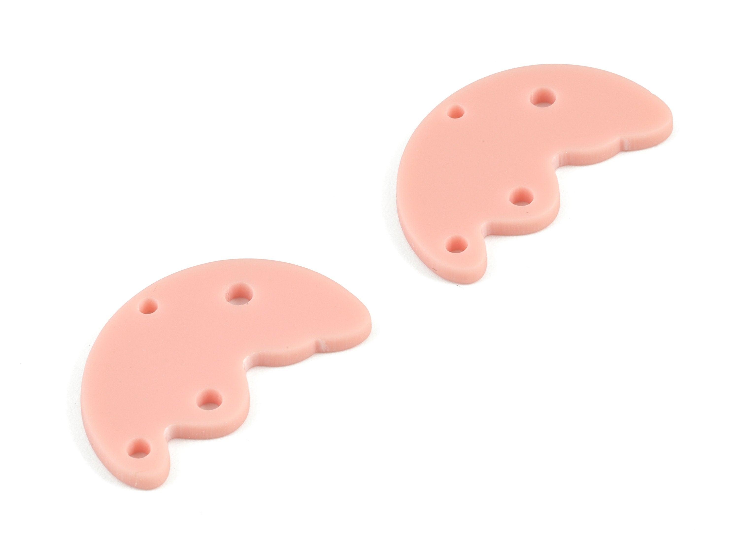Acrylic Pink Semicircle Earring Connector - 4 Holes - Acrylic Half Moon Earring Charms - Color Code:A560 - 29.66x17.7x2.94mm - AC2118-A560 - DOMEDBAZAAR