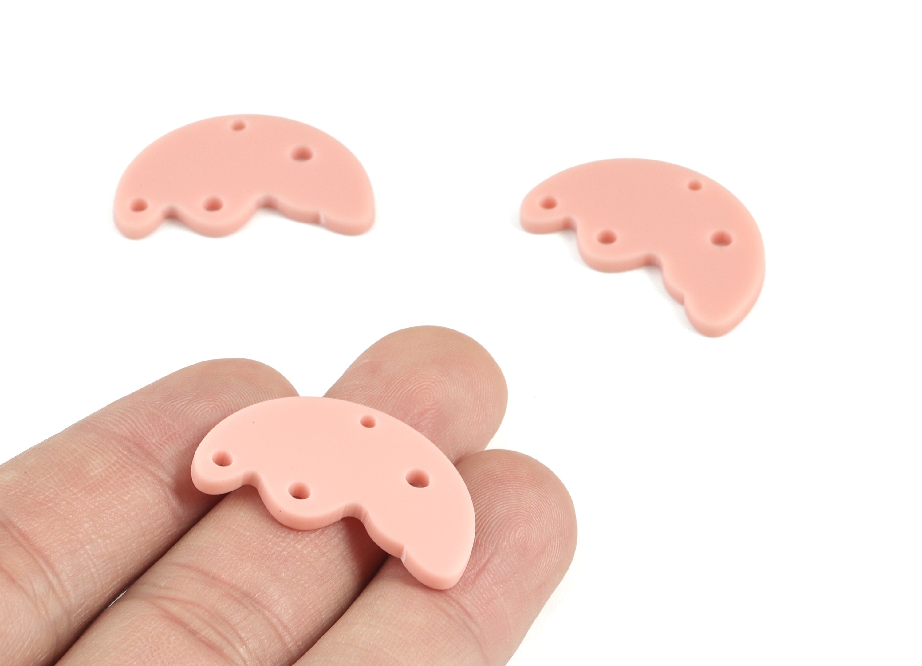 Acrylic Pink Semicircle Earring Connector - 4 Holes - Acrylic Half Moon Earring Charms - Color Code:A560 - 29.66x17.7x2.94mm - AC2118-A560 - DOMEDBAZAAR