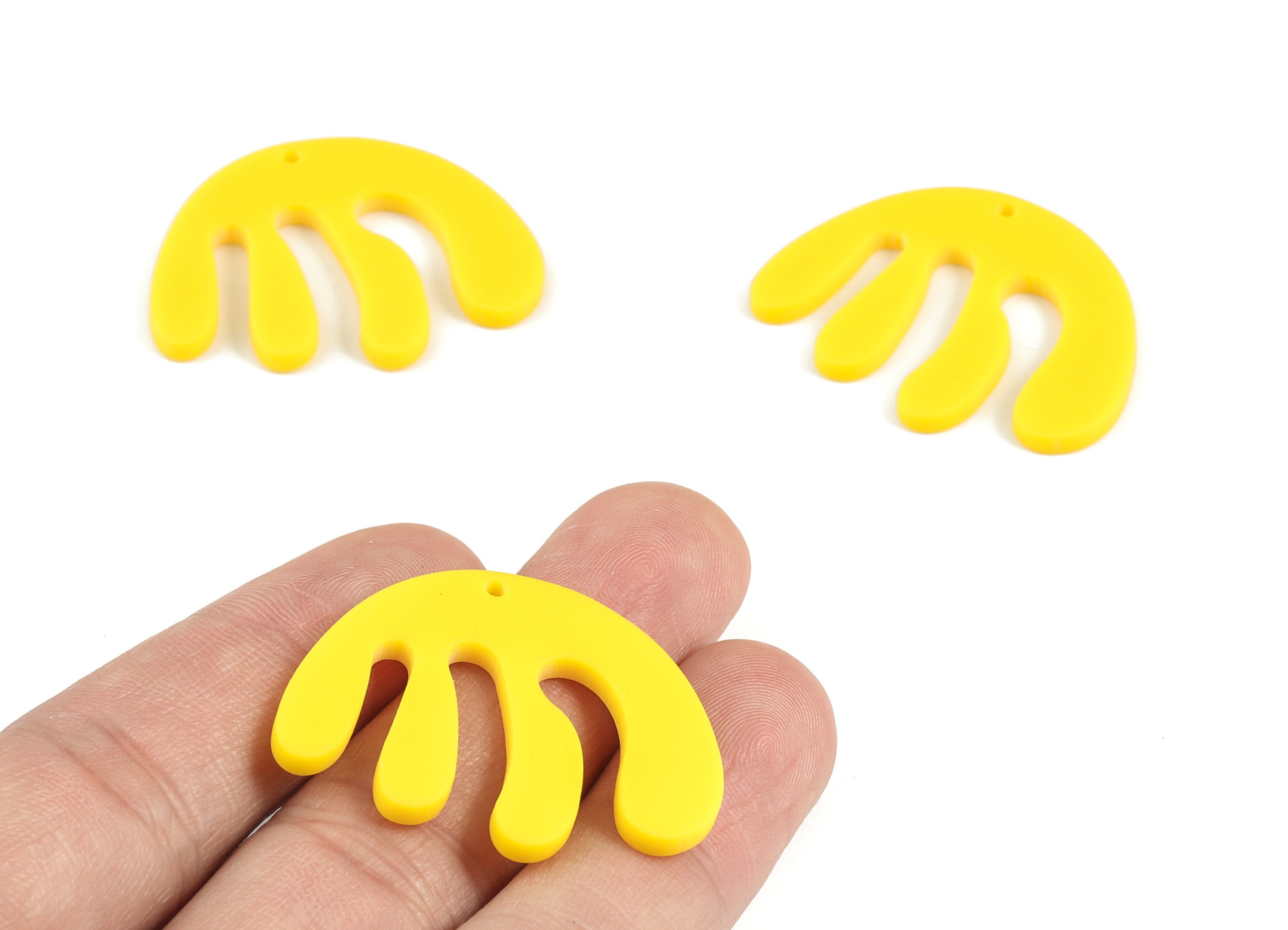 Acrylic Yellow Jellyfish Earring Charms - Acrylic Jellyfish Pendant - Jewelry Supplies - Color Code:A499 - 29.53x36.25x2.07mm - AC2111-A499 - DOMEDBAZAAR