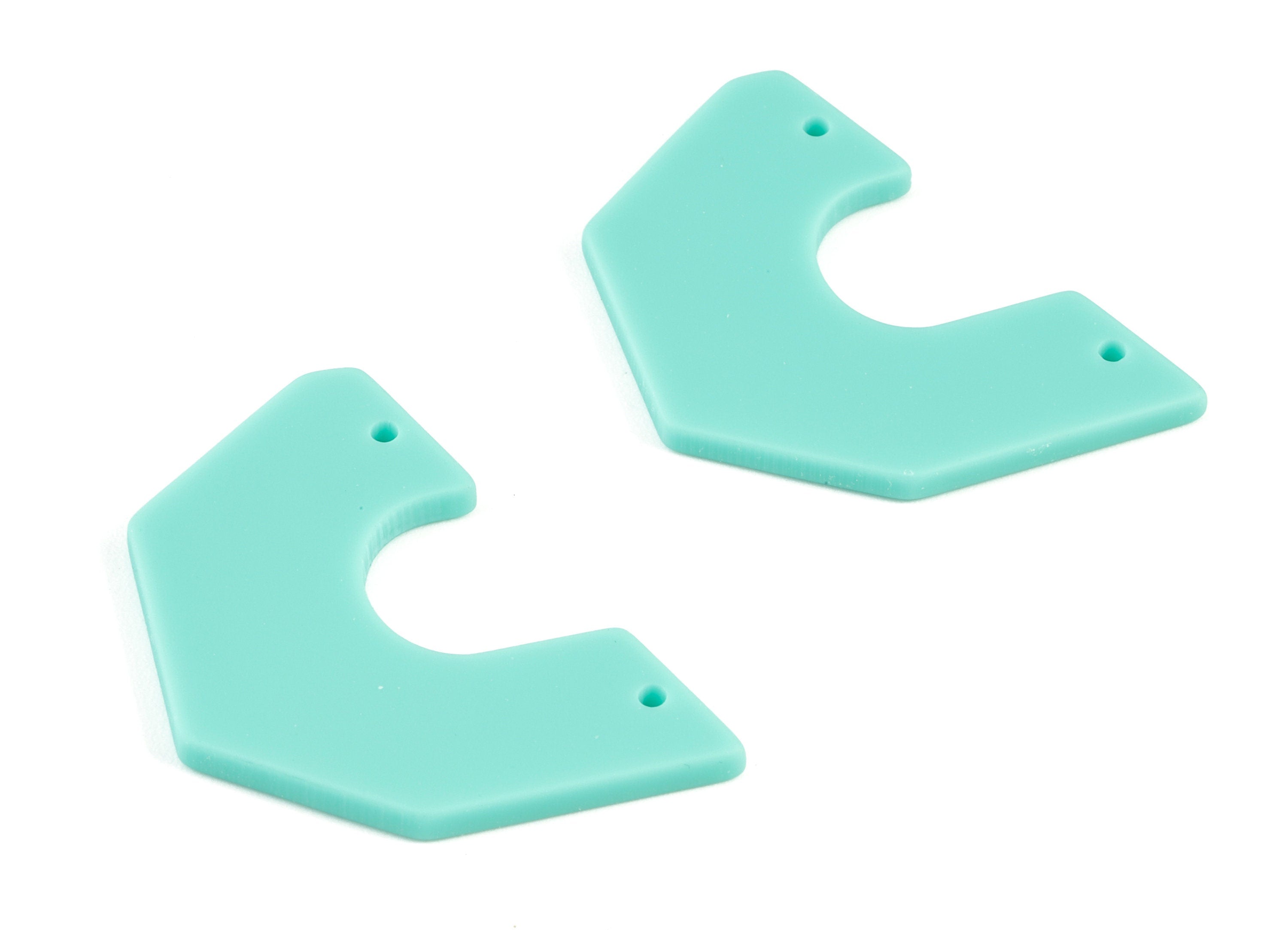 Acrylic Half Heart Earring Connector - Semicircle Green Half Moon Charm - Jewelry Supplies - Color Code:A467 - 36.4x25.2x1.9mm - AC2102-A467 - DOMEDBAZAAR