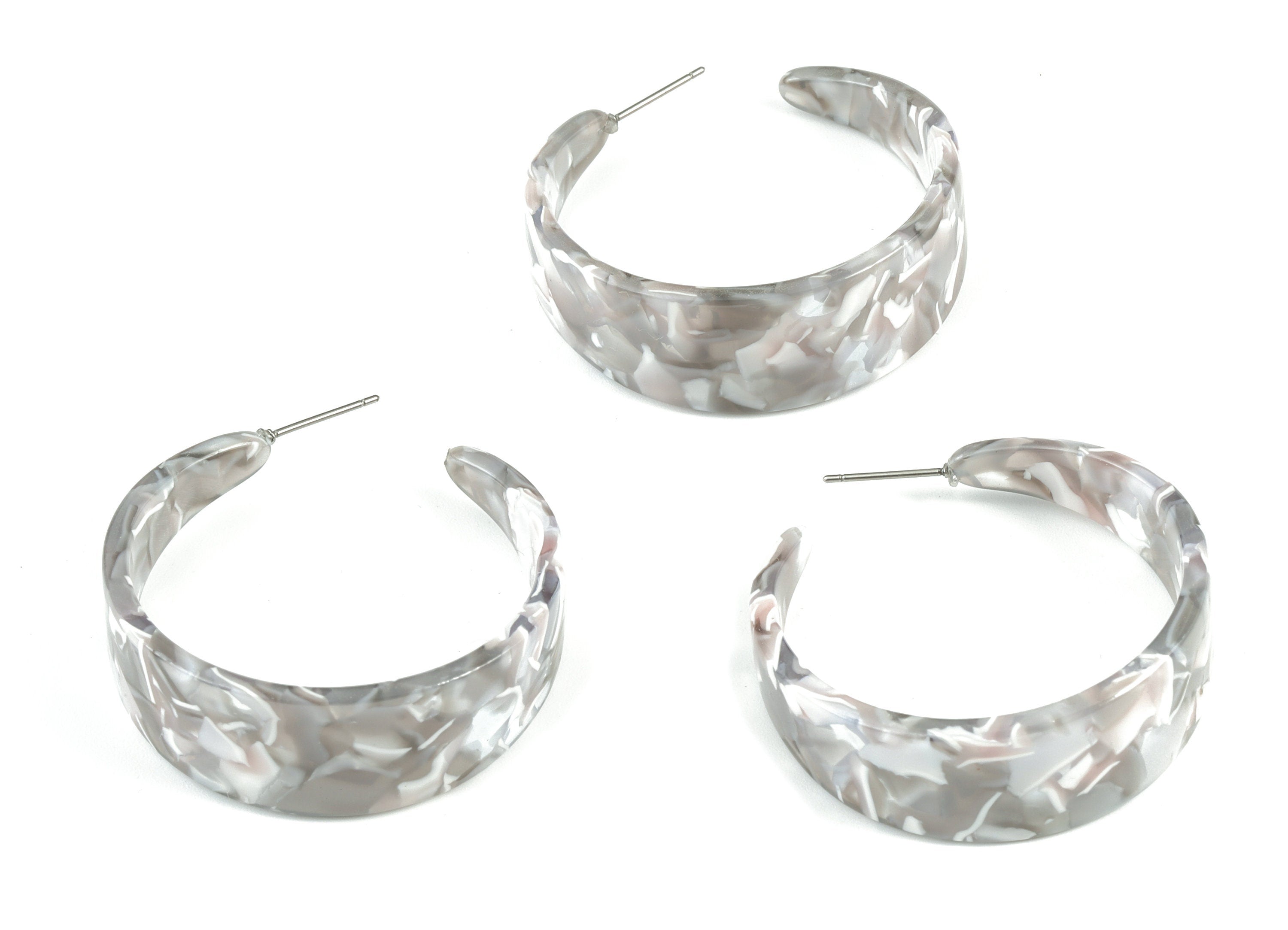 Open Hoop Earrings Stud - 1.6 inch Hoop Earring - Acetate Round Earring Post - Color Code: A20 - 41.8x14.7x2.58mm - AC1211A - DOMEDBAZAAR