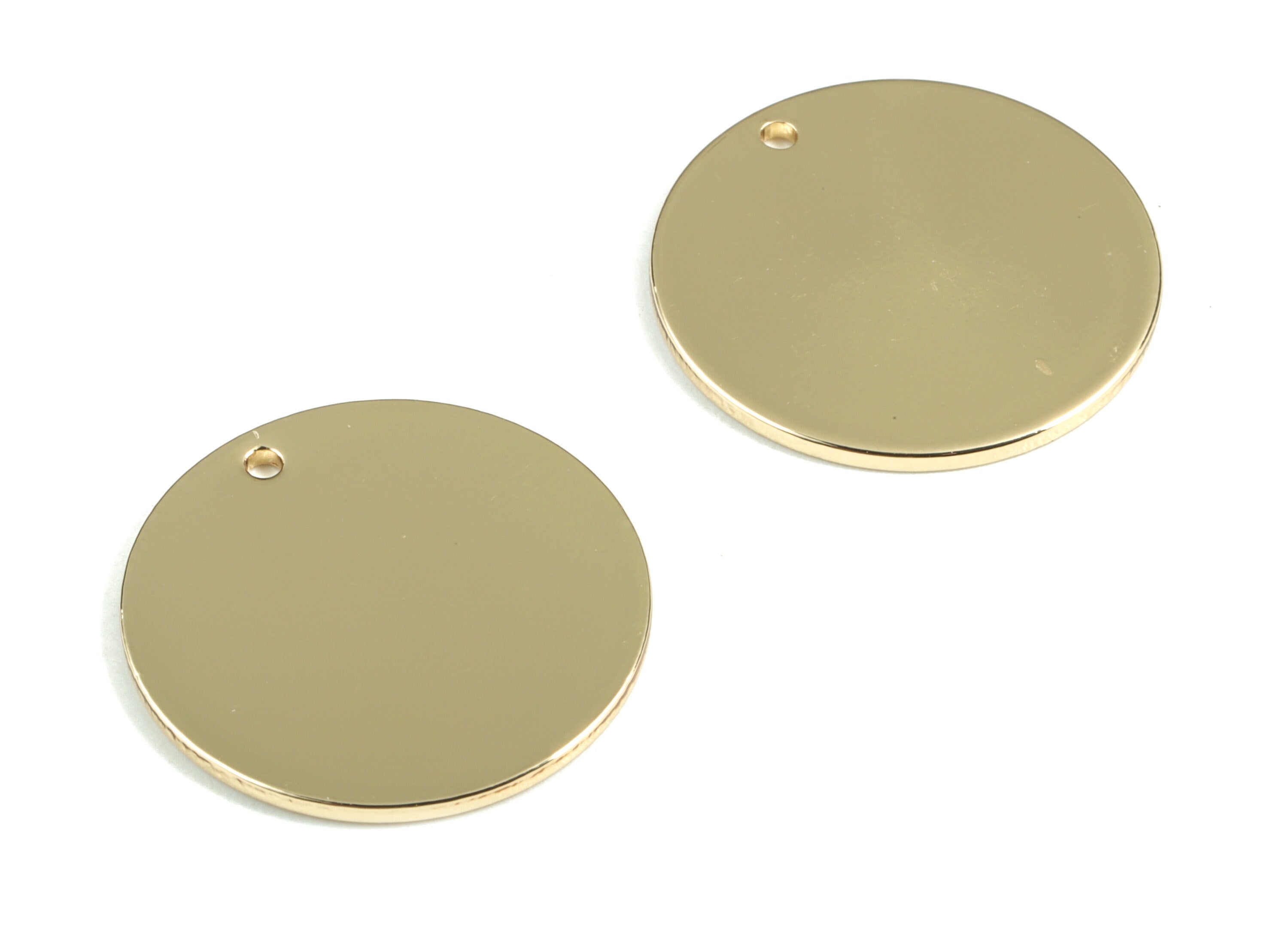 Personalized stamping blank - Gold Circle Earring Charms - KC Gold tone plated Brass  Round Charm - Earring Findings - 21x21x1mm - PP1881KCG - DOMEDBAZAAR