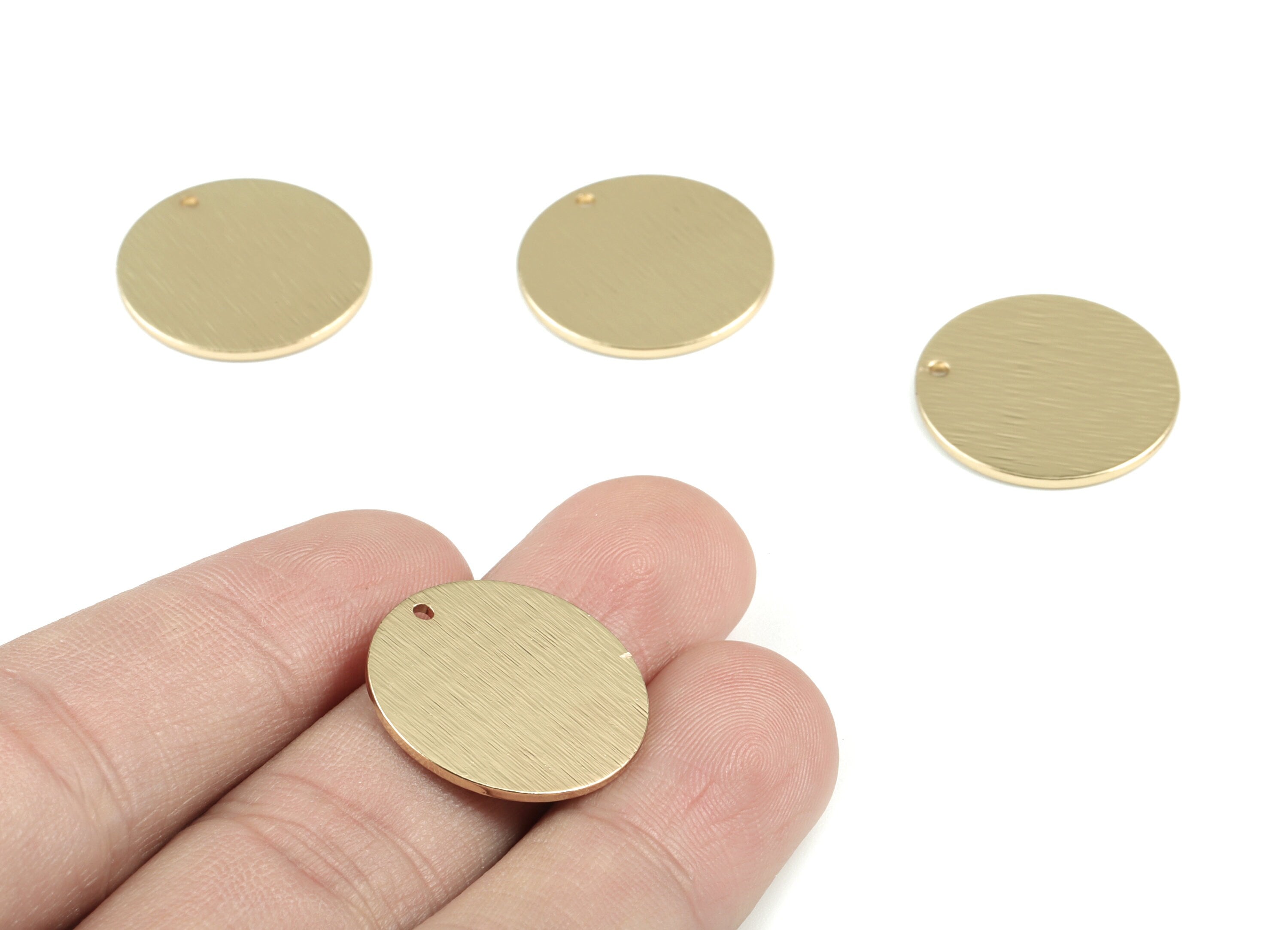 Gold Round Textured Charms - KC Gold Tone Plated Brass Textured Circle Earring Charms - Jewelry Supplies - 20.99x20.99x0.98mm - PP1887KCG - DOMEDBAZAAR