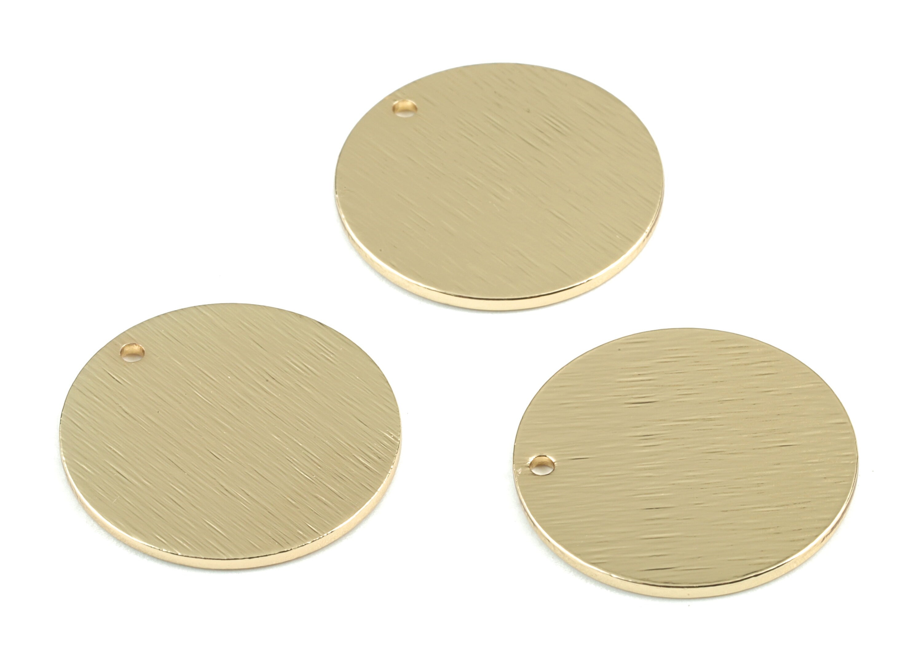 Gold Round Textured Charms - KC Gold Tone Plated Brass Textured Circle Earring Charms - Jewelry Supplies - 20.99x20.99x0.98mm - PP1887KCG - DOMEDBAZAAR