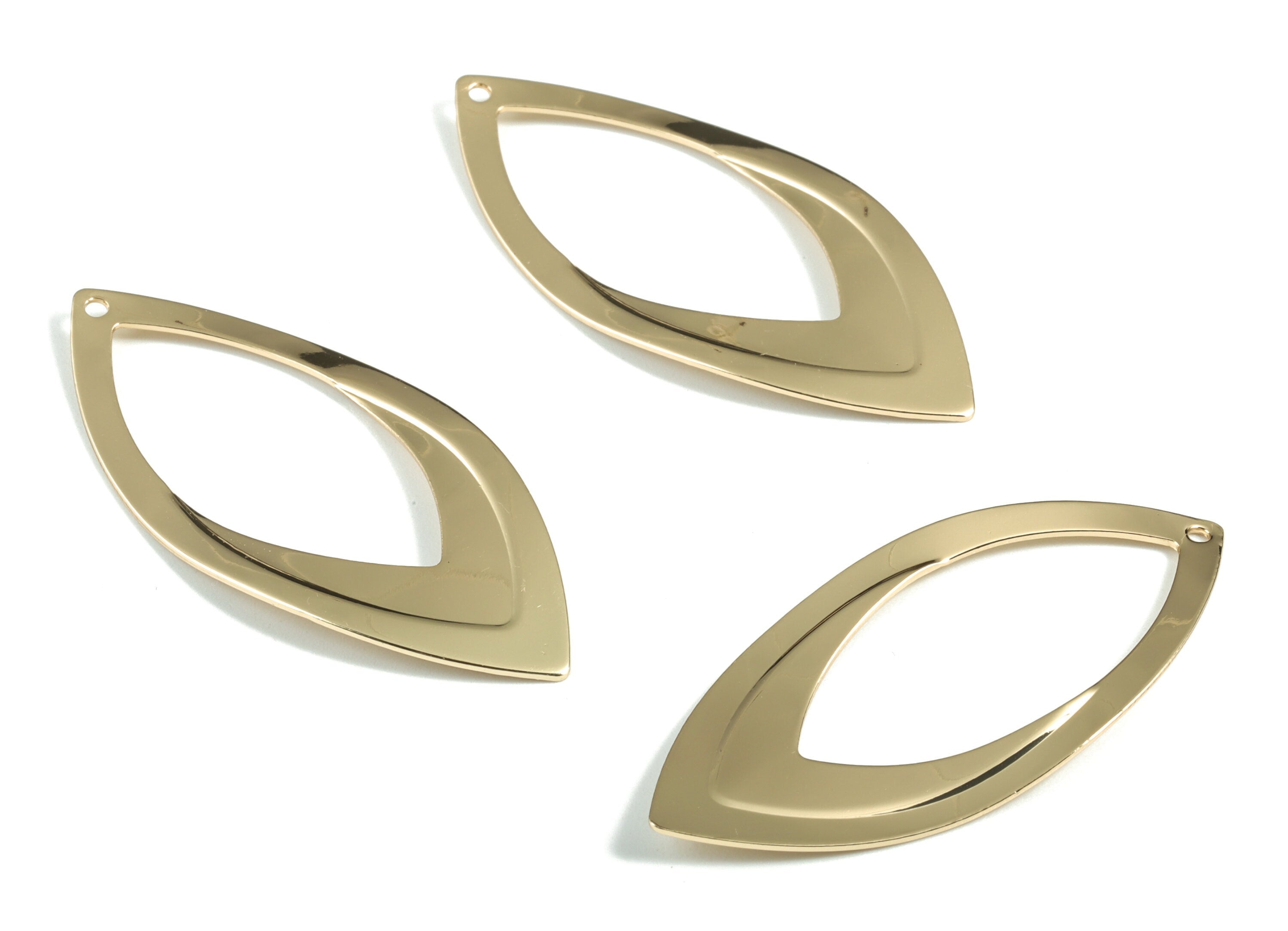 Gold Marquise Pendant - KC Gold Tone Plated Brass Marquise Earring Charms - Earring Findings - Jewelry Supplies - 48x22x1.21mm - PP2433KCG - DOMEDBAZAAR