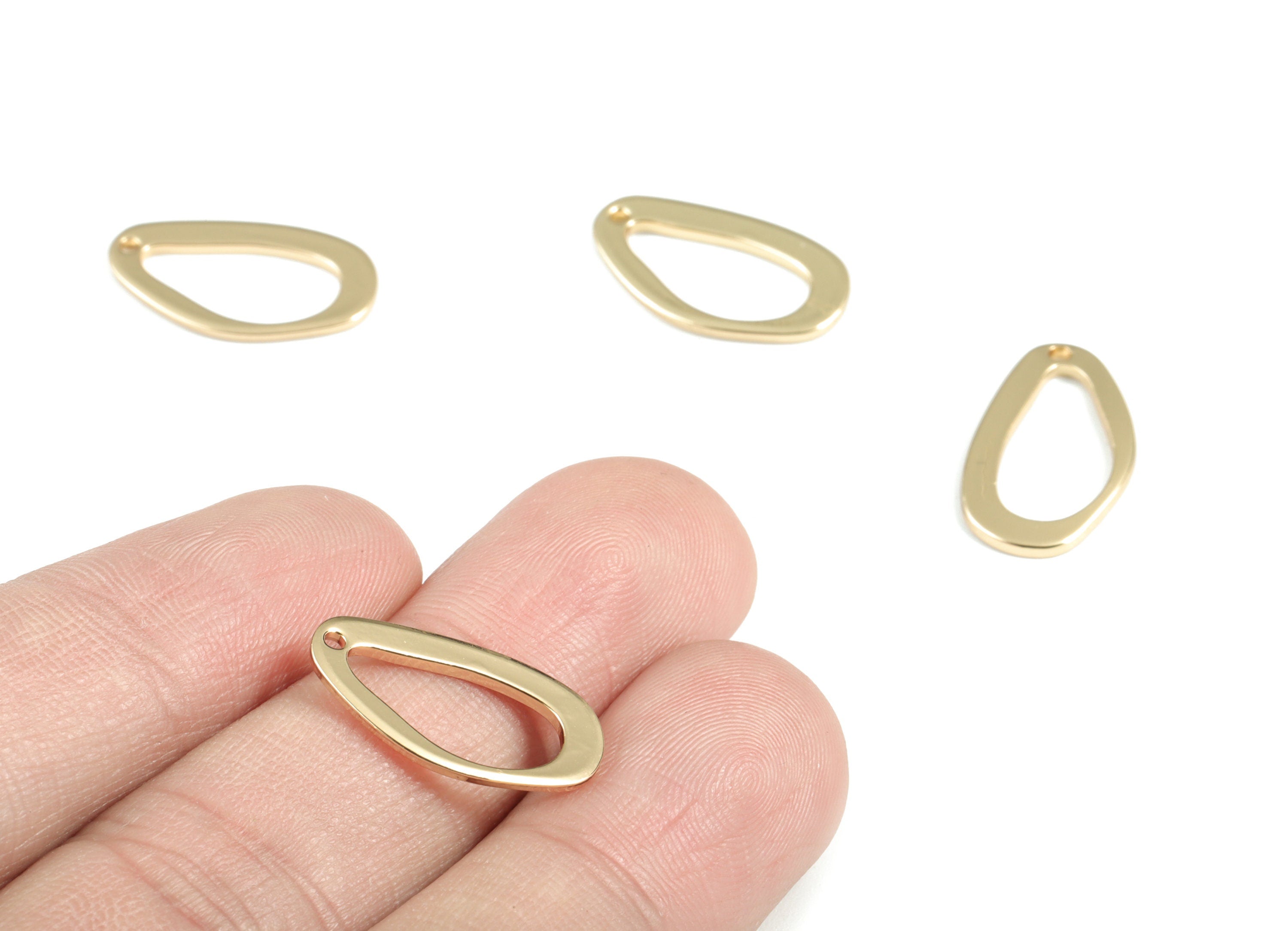 Gold Irregular Charms - KC Gold Tone Plated Brass Irregular Oval Brass Pendants - Jewelry Supplies - 19.46x11.25x1.25mm - PP1966KCG - DOMEDBAZAAR