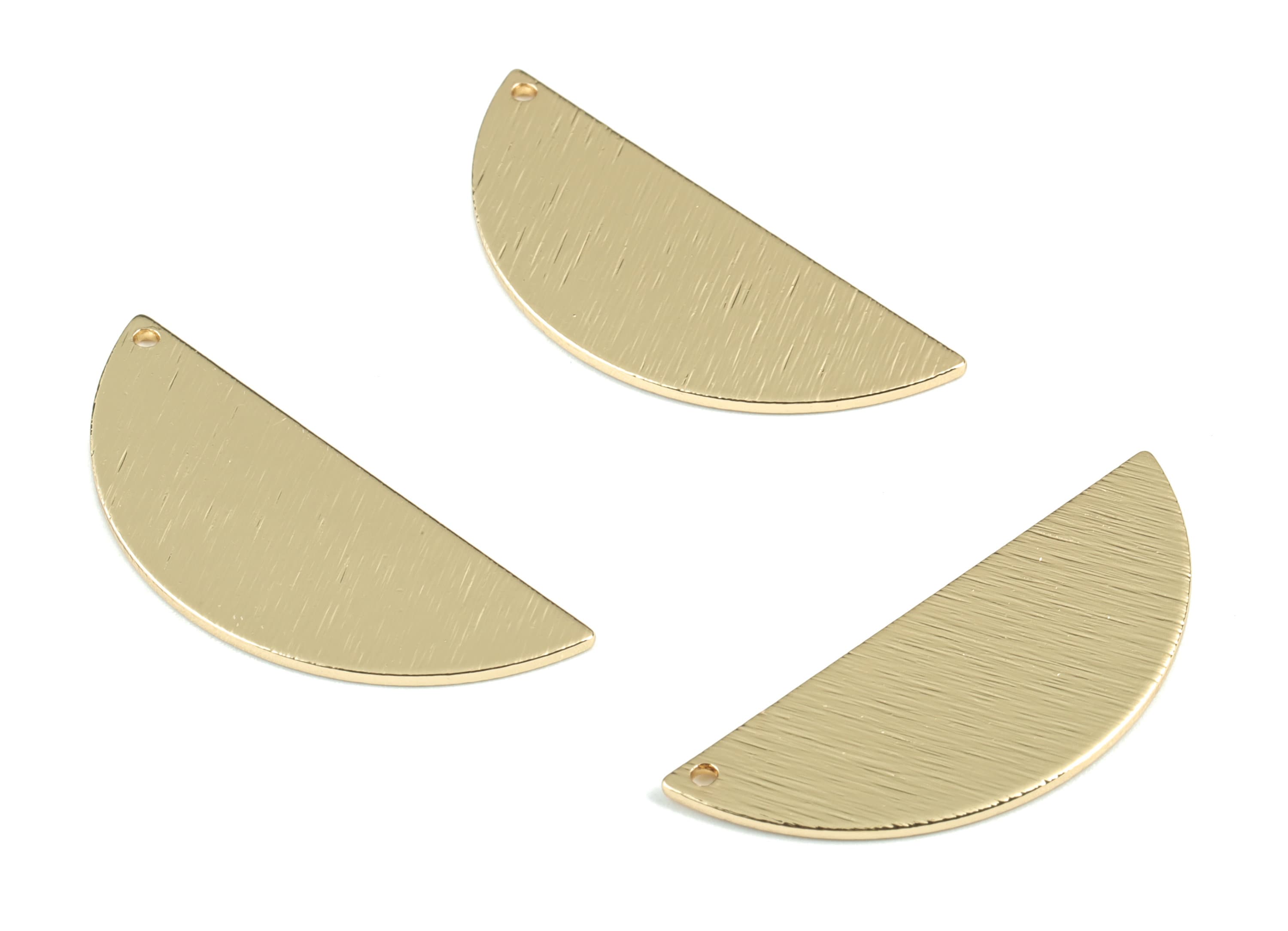 Gold Semicircle Charms - KC Gold Tone Plated Brass Textured Half Moon Earring Charms - Jewelry Supplies - 39.18x15.46x1.04mm - PP2156KCG - DOMEDBAZAAR