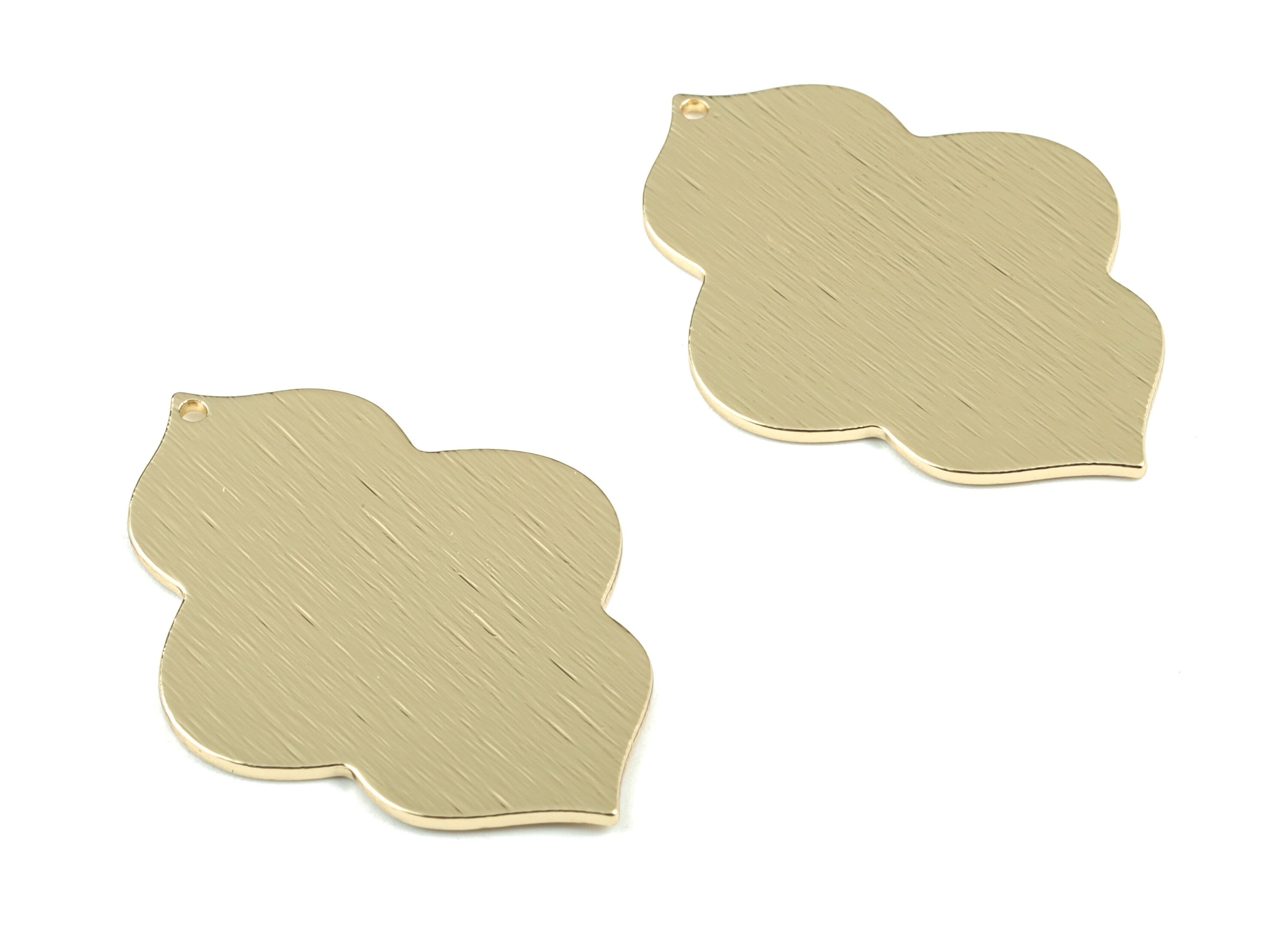 Gold Geometric Charms - Gold Tone Plated Brass Textured Geometric Pendant - Earring Findings - Jewelry Supplies - 39x29x1mm - PP1837KCG - DOMEDBAZAAR