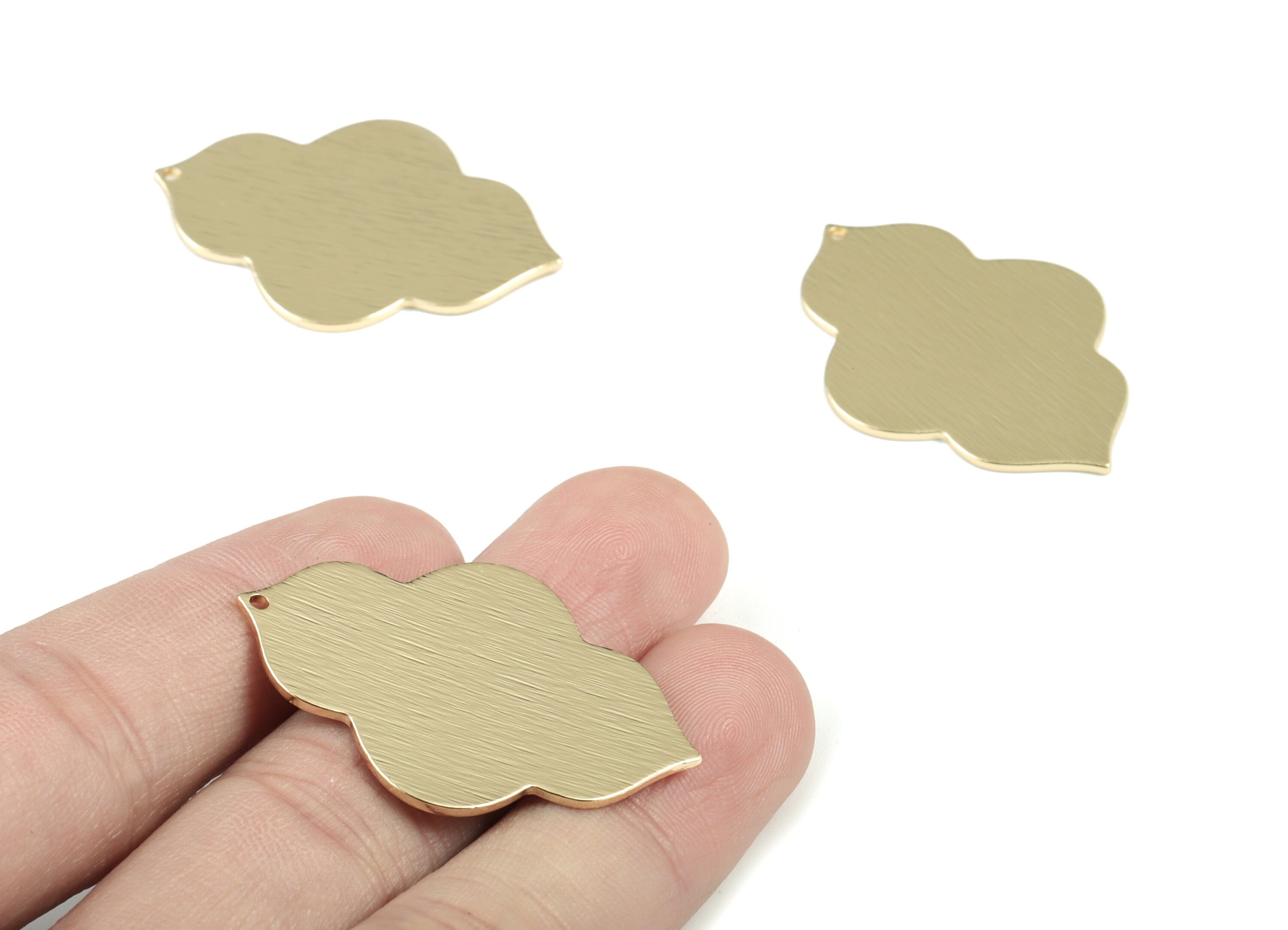 Gold Geometric Charms - Gold Tone Plated Brass Textured Geometric Pendant - Earring Findings - Jewelry Supplies - 39x29x1mm - PP1837KCG - DOMEDBAZAAR