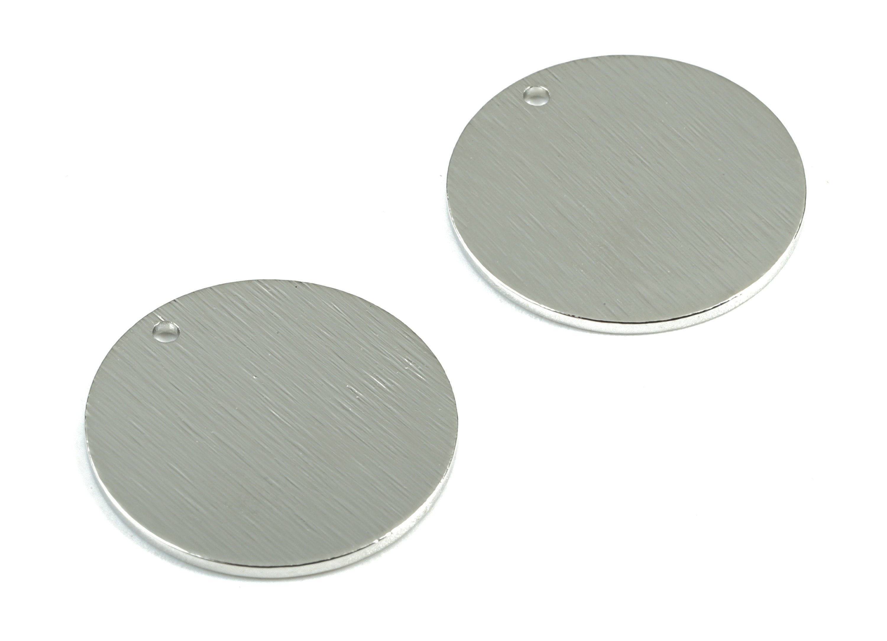 Silver Round Textured Charms - Silver Tone Plated Brass Textured  Circle Earring Charms - Jewelry Supplies - 20.99x20.99x0.98mm - PP1887S - DOMEDBAZAAR