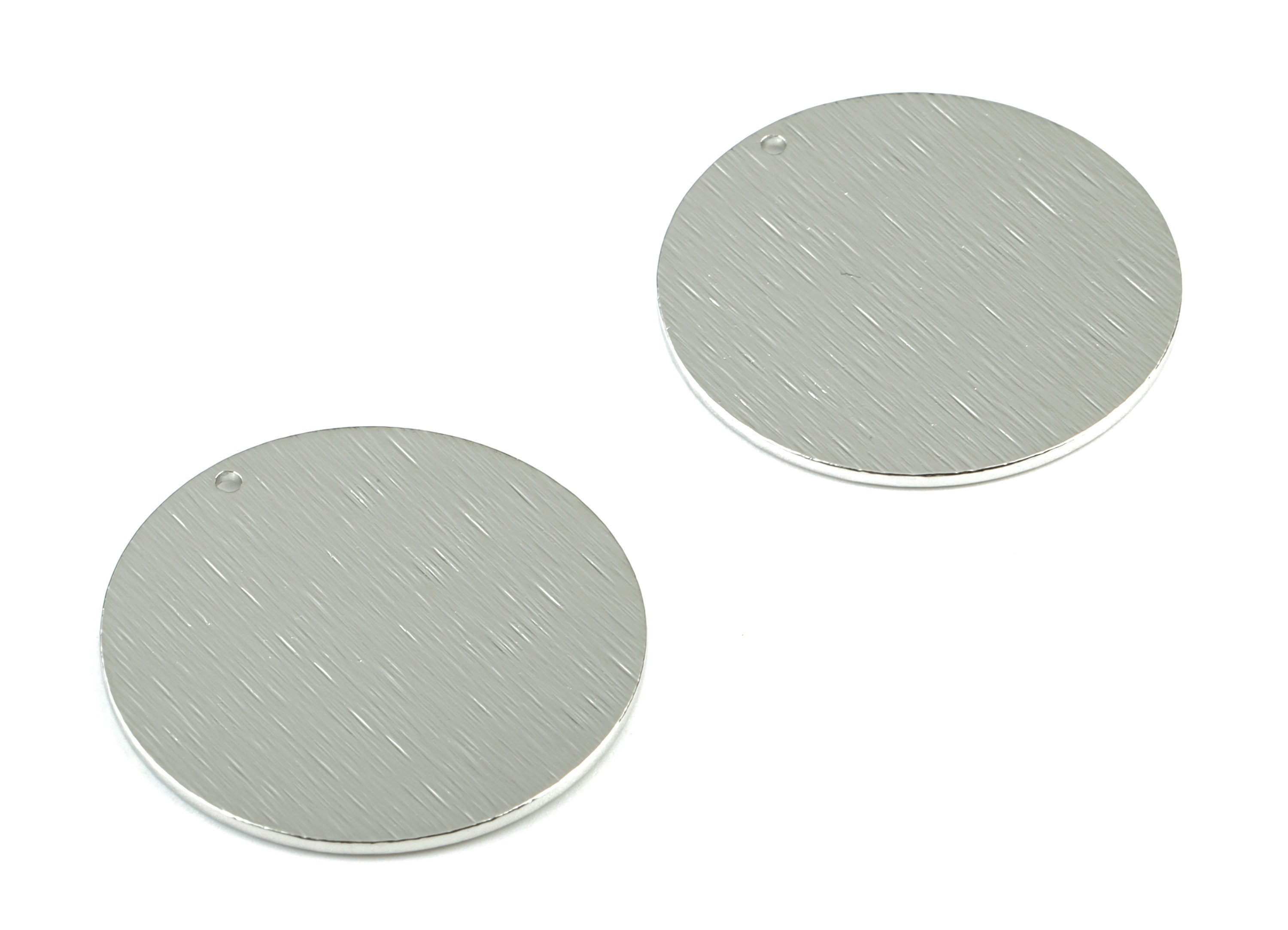 Silver Round Textured Charms - Silver Tone Plated Brass Textured Circle Earring Charms - Jewelry Supplies - 30.03x30.03x1.01mm - PP2064S - DOMEDBAZAAR