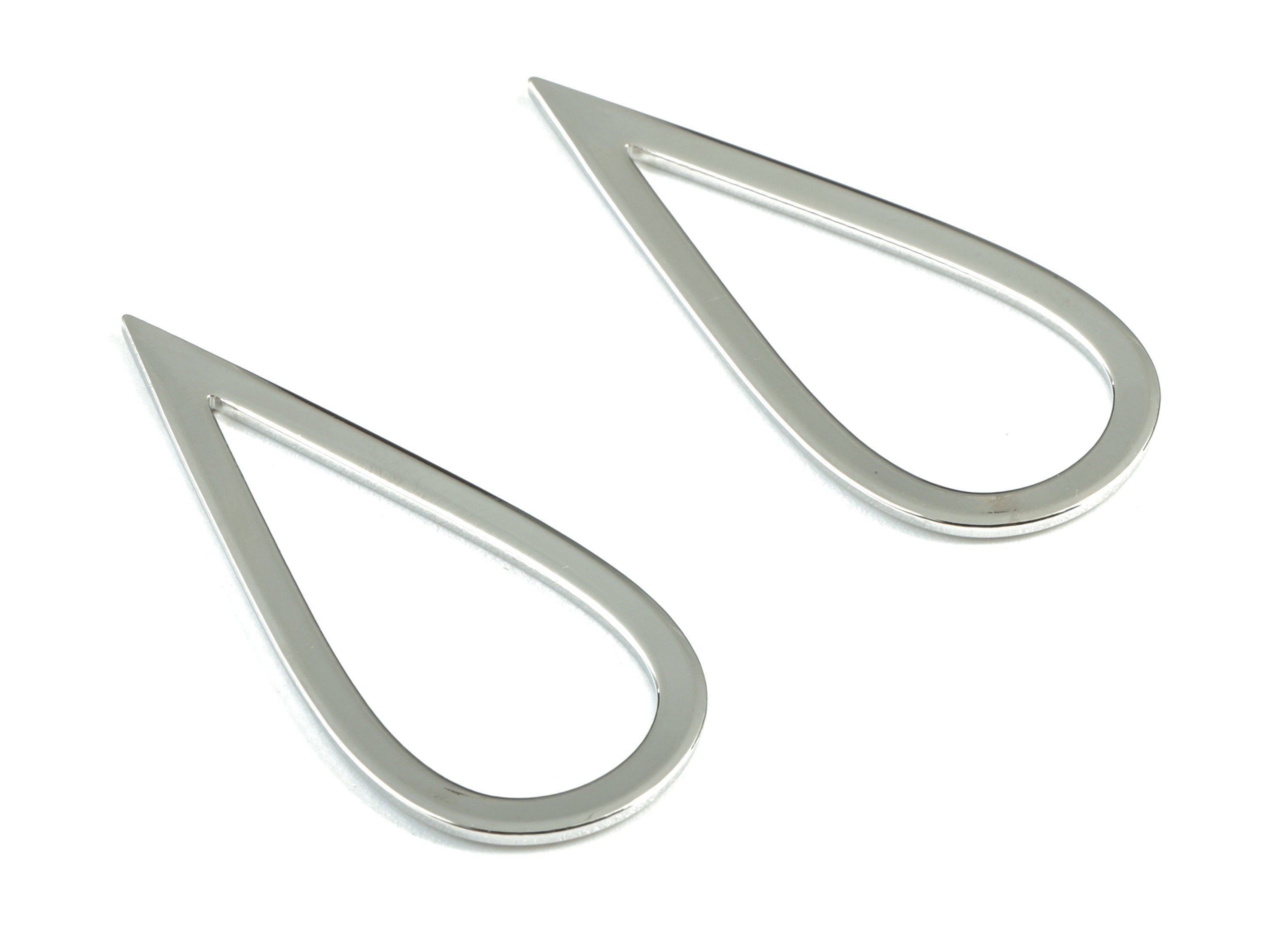 Silver Drop Earring Charms - Silver Tone Plated Brass Drop Pendant - Earring Findings - Jewelry Supplies - 35.57x15.6x1.1mm - PP1932S - DOMEDBAZAAR