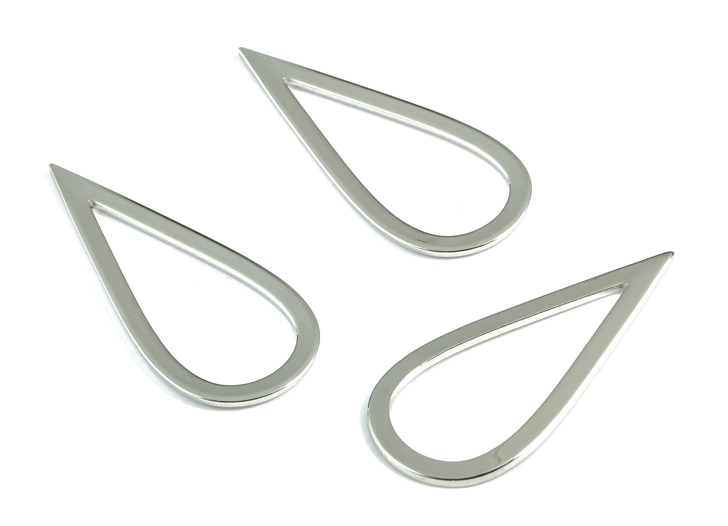 Silver Drop Earring Charms - Silver Tone Plated Brass Drop Pendant - Earring Findings - Jewelry Supplies - 35.57x15.6x1.1mm - PP1932S - DOMEDBAZAAR