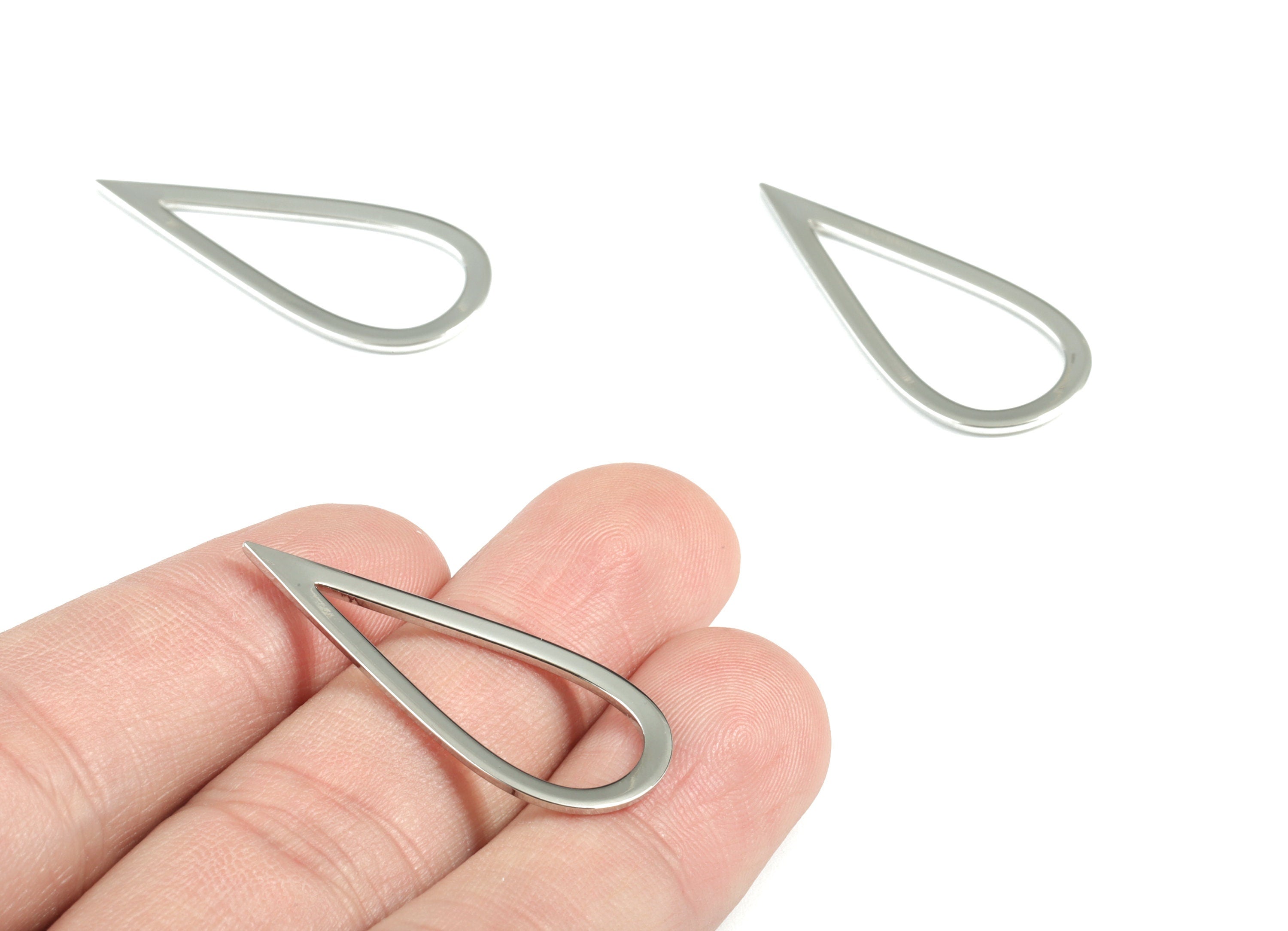 Silver Drop Earring Charms - Silver Tone Plated Brass Drop Pendant - Earring Findings - Jewelry Supplies - 35.57x15.6x1.1mm - PP1932S - DOMEDBAZAAR