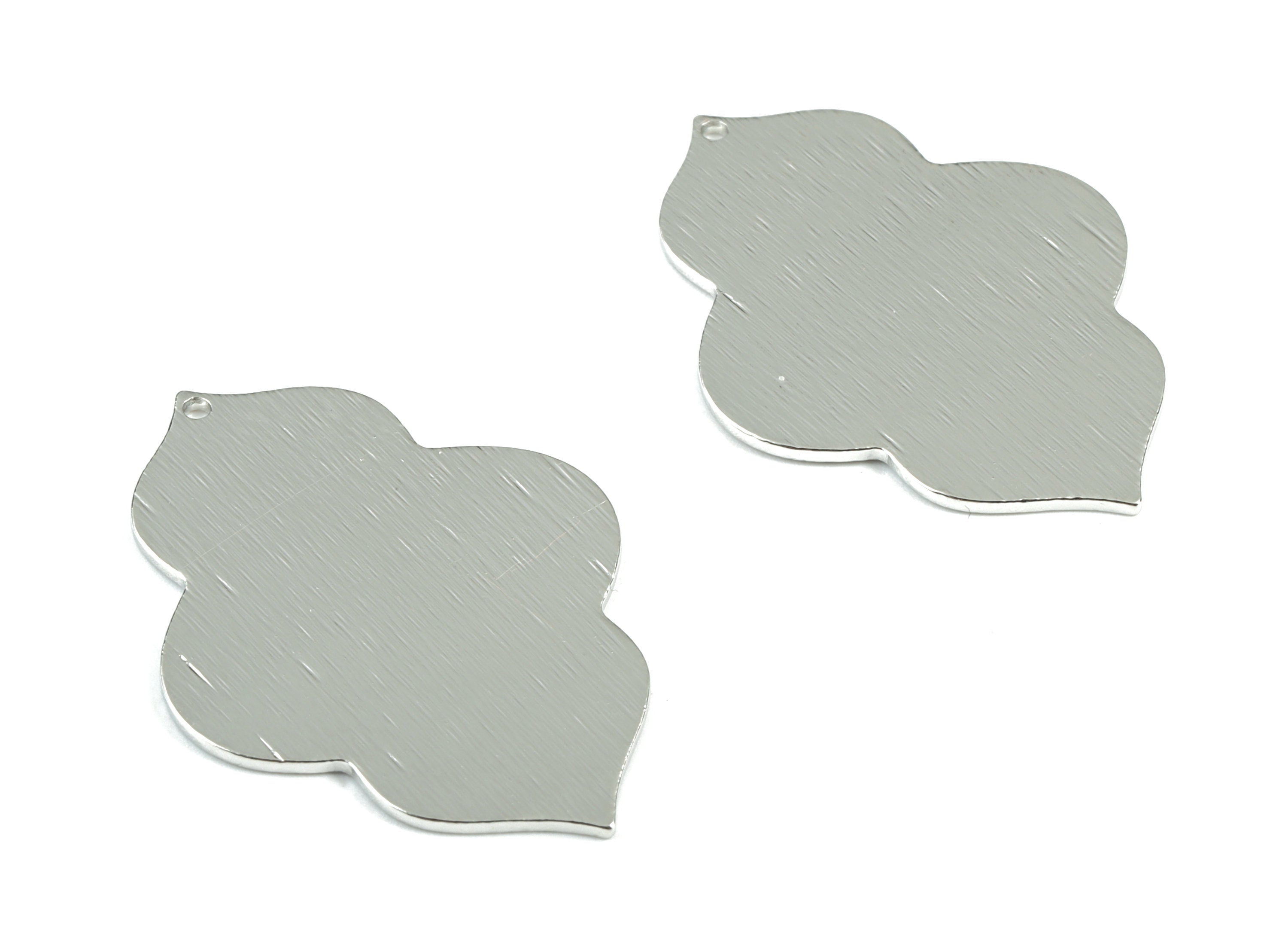 Silver Geometric Charms - Silver Tone Plated Brass Textured Geometric Pendant - Jewelry Supplies - 38.71x28.88x1.04mm - PP1837S - DOMEDBAZAAR