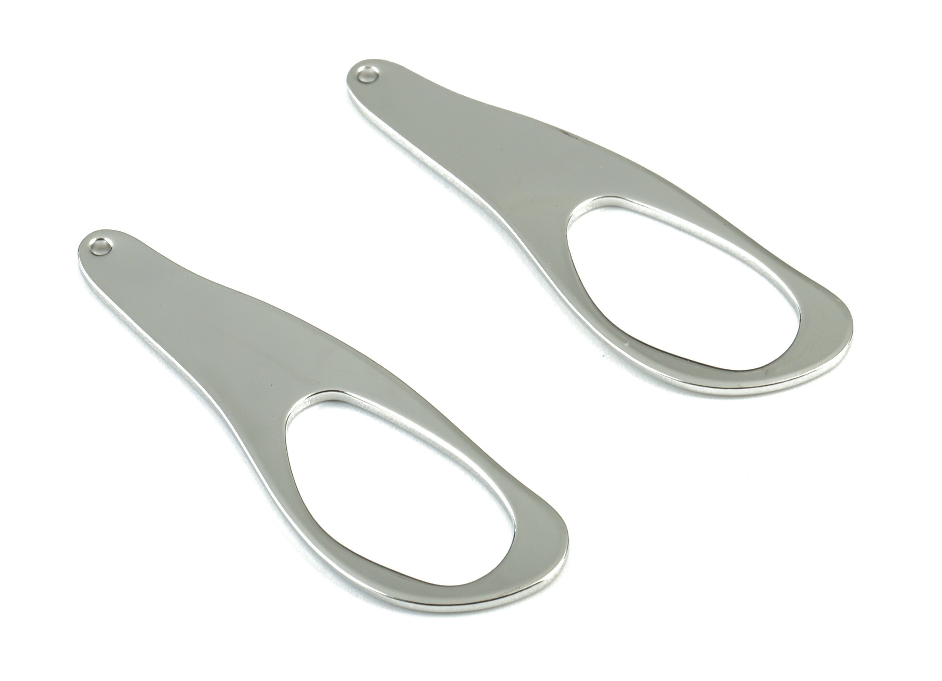 Personalized stamping blank - Silver Drop Earring Charms - Silver Tone Plated Brass Drop Pendant - 42.97x13.8x1.17mm - PP1964S - DOMEDBAZAAR