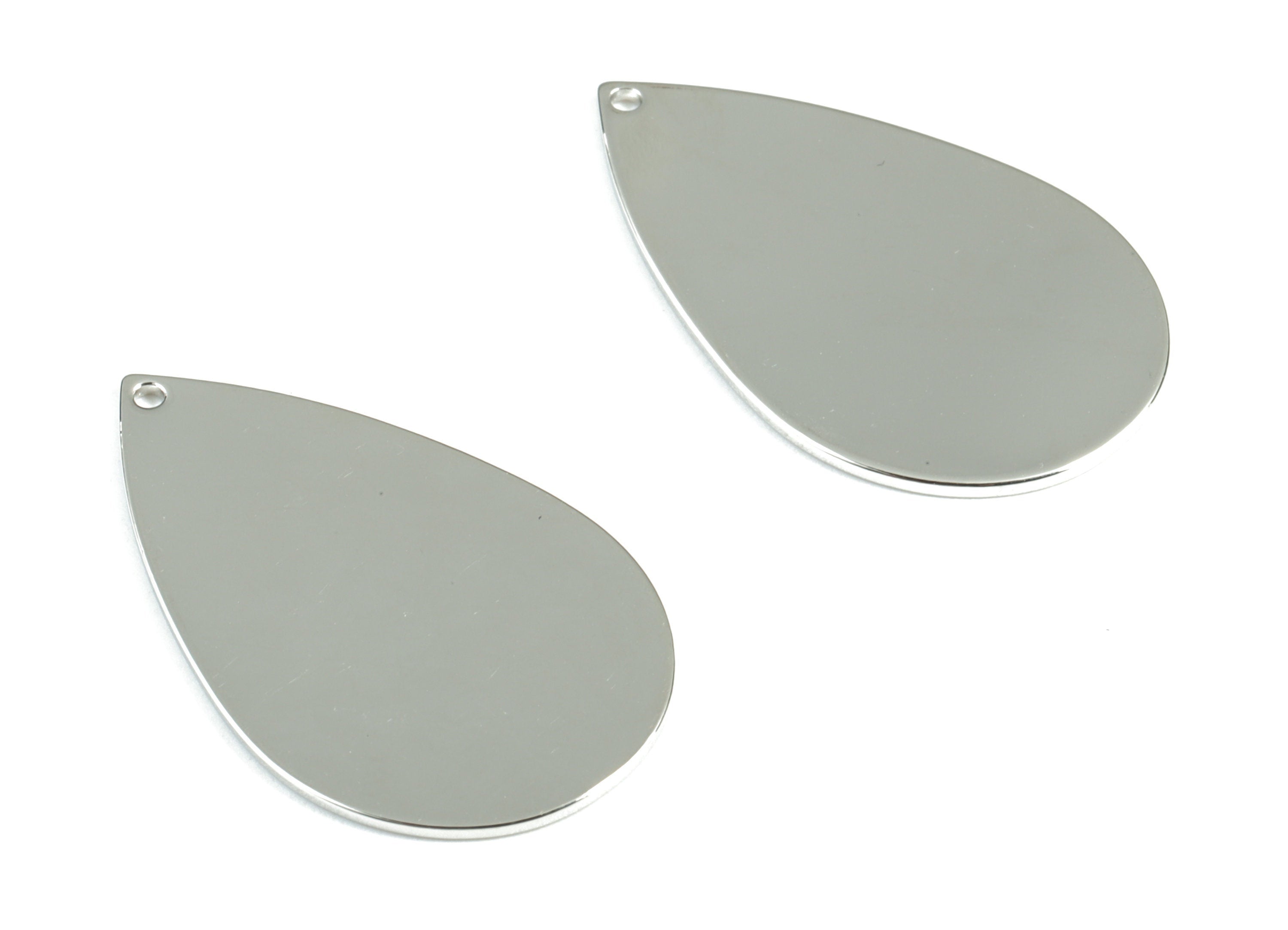 Personalized stamping blank - Silver Drop Earring Charms - Silver Tone Plated Brass Drop Pendant   - 31.43x19.52x0.82mm - PP2088S - DOMEDBAZAAR