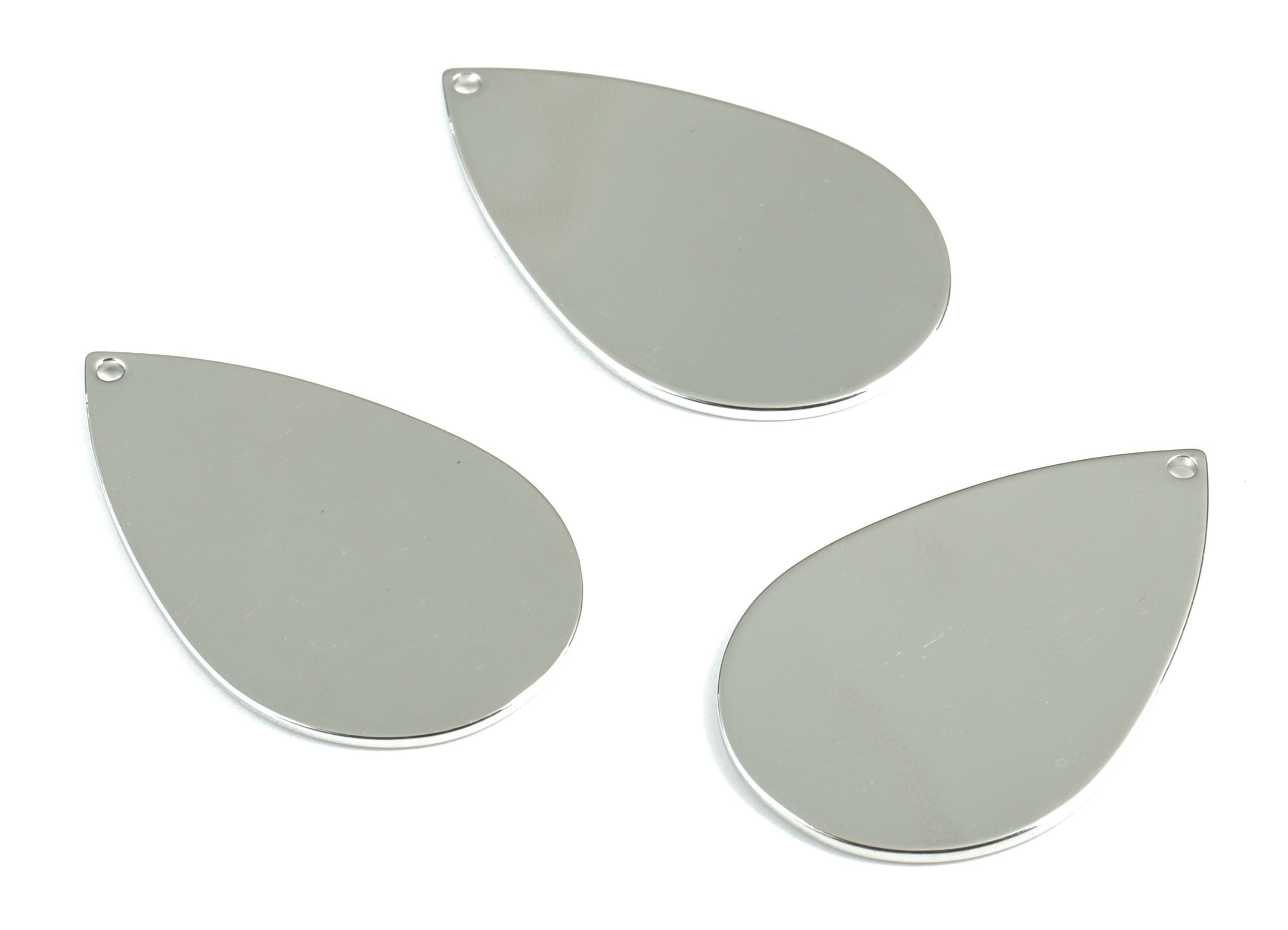 Personalized stamping blank - Silver Drop Earring Charms - Silver Tone Plated Brass Drop Pendant   - 31.43x19.52x0.82mm - PP2088S - DOMEDBAZAAR