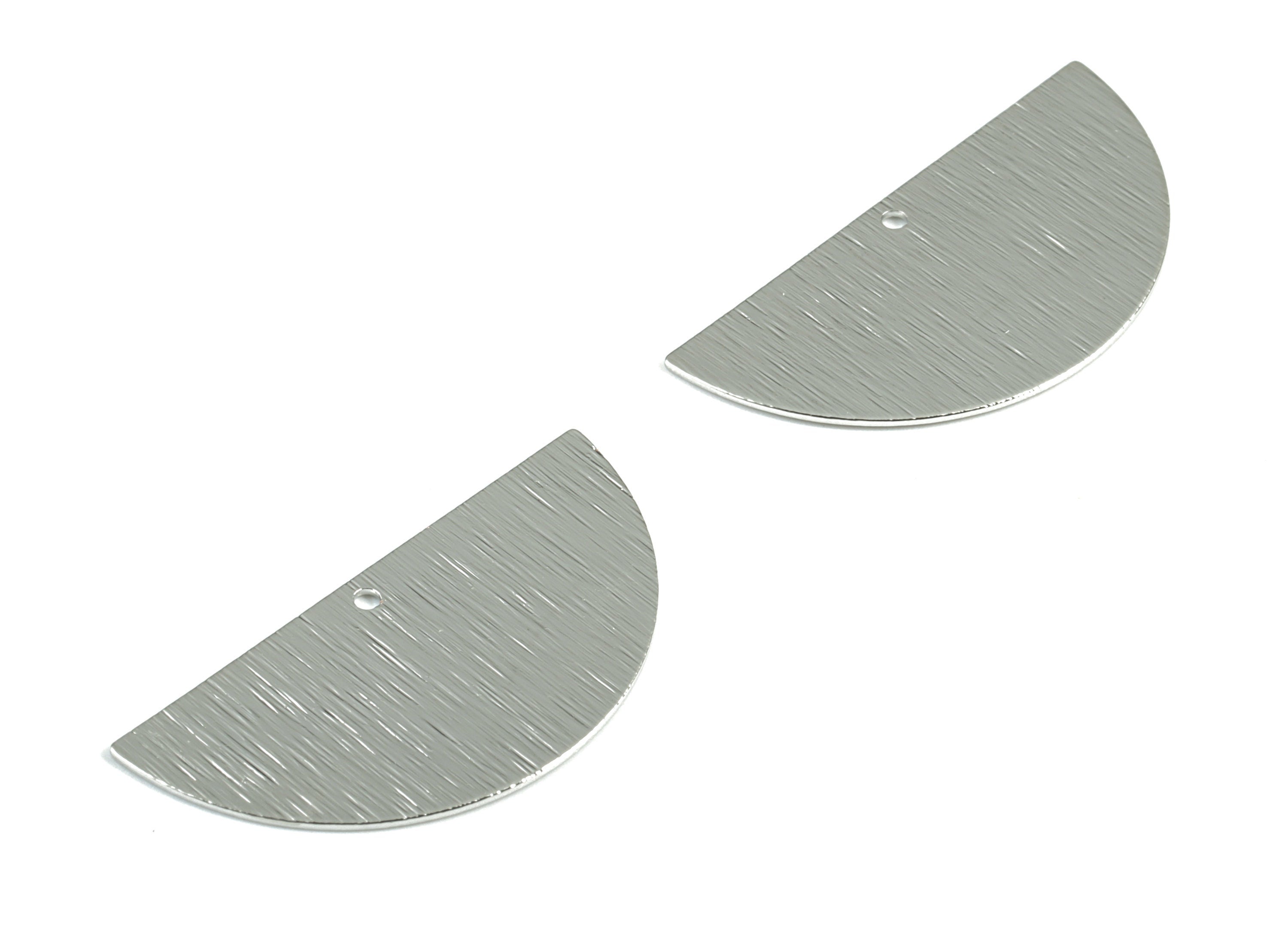 Silver Half Moon Connector - Silver Tone Plated Brass Semi circle Earring Charm - Jewelry Supplies - 35.88x17.52x0.63mm - PP2115S - DOMEDBAZAAR