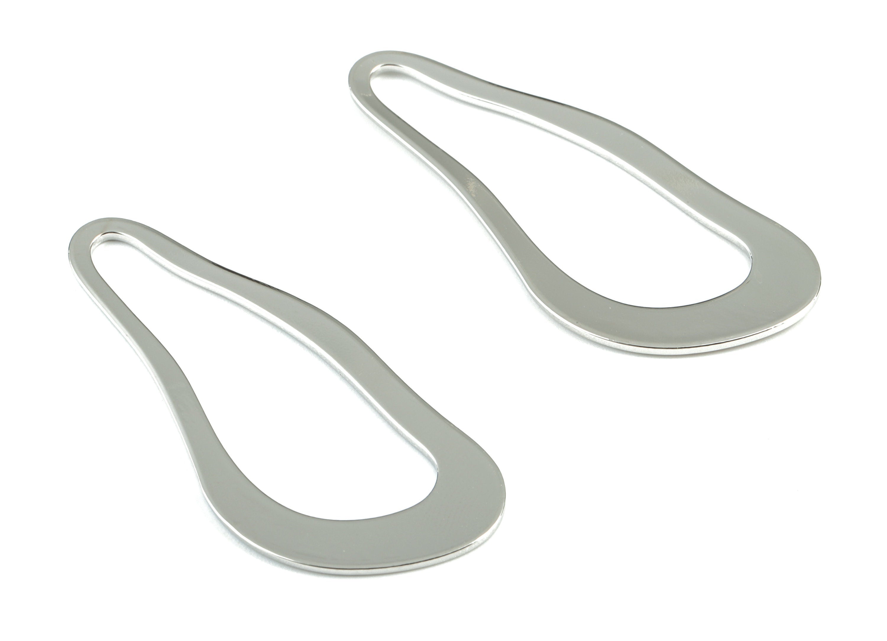 Silver Drop Earring Charms - silver Tone Plated Brass TearDrop Pendant - Earring Findings - Jewelry Supplies - 51.16x21.54x1.13mm - PP1963S - DOMEDBAZAAR