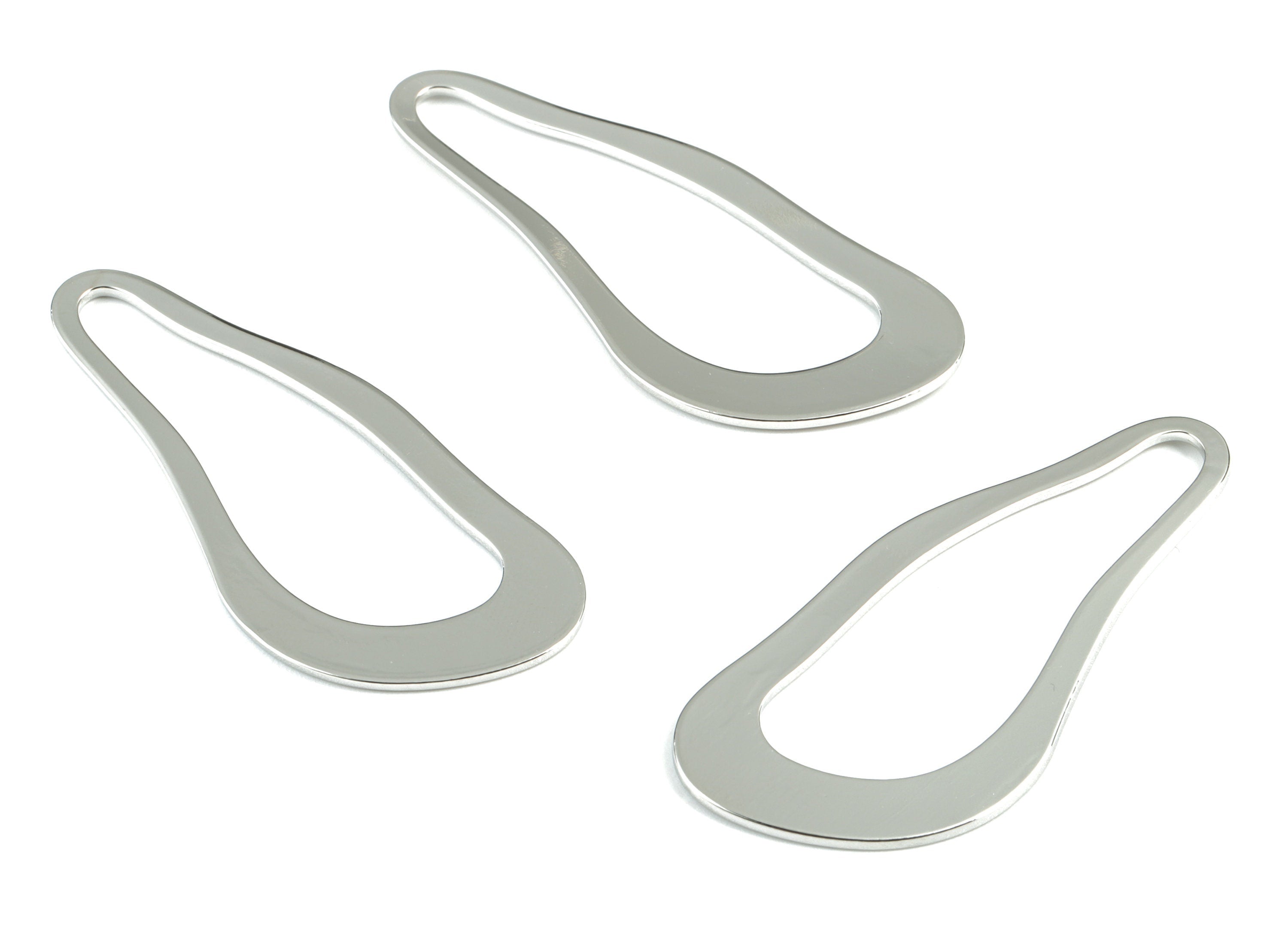 Silver Drop Earring Charms - silver Tone Plated Brass TearDrop Pendant - Earring Findings - Jewelry Supplies - 51.16x21.54x1.13mm - PP1963S - DOMEDBAZAAR