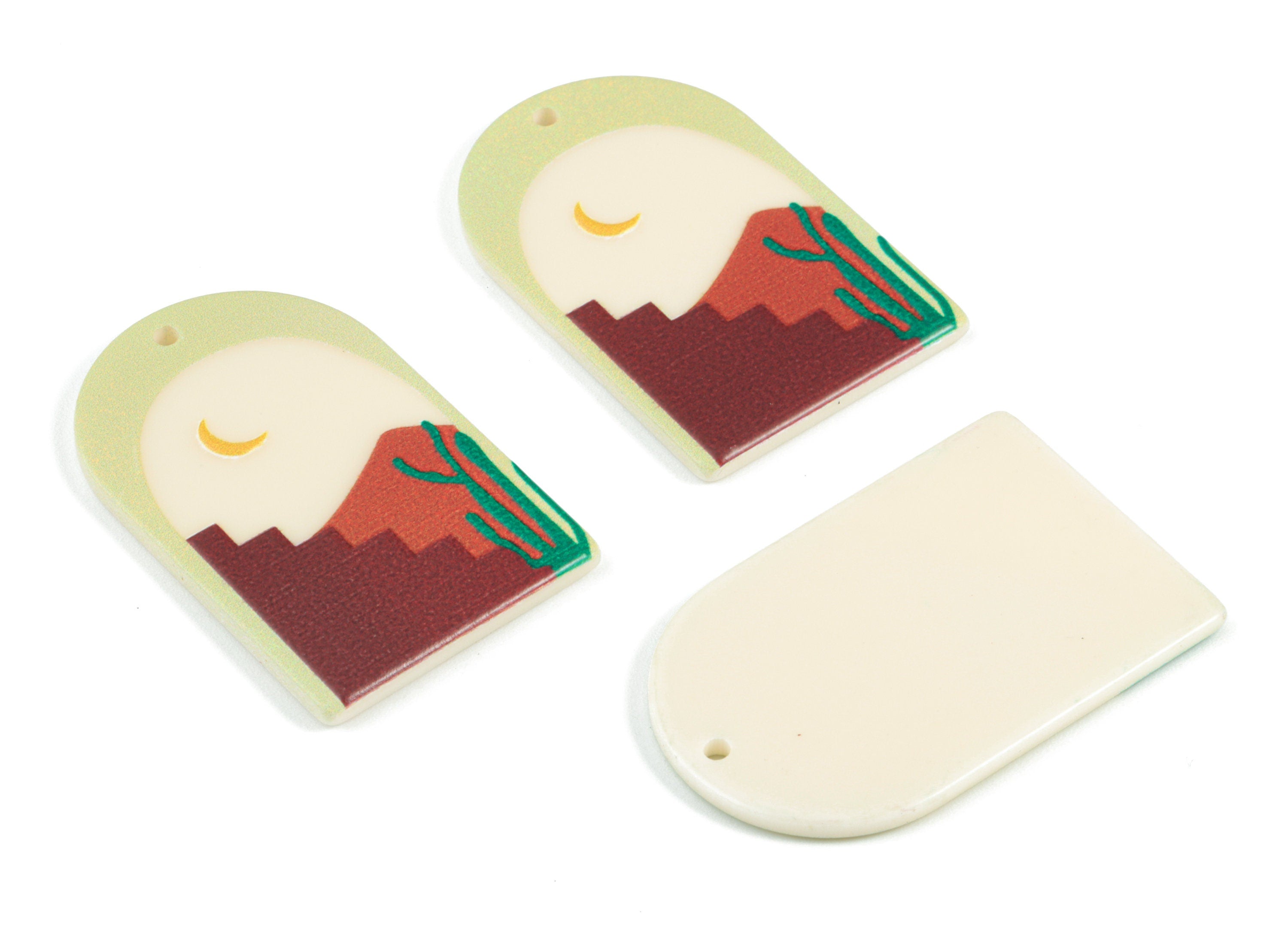 Acrylic Domed Earring Charms - Oval Domed Landscape Moon Charms Pastel Earrings - Jewelry Supplies - 39.84x25.58x2.41mm - AC2061D - DOMEDBAZAAR