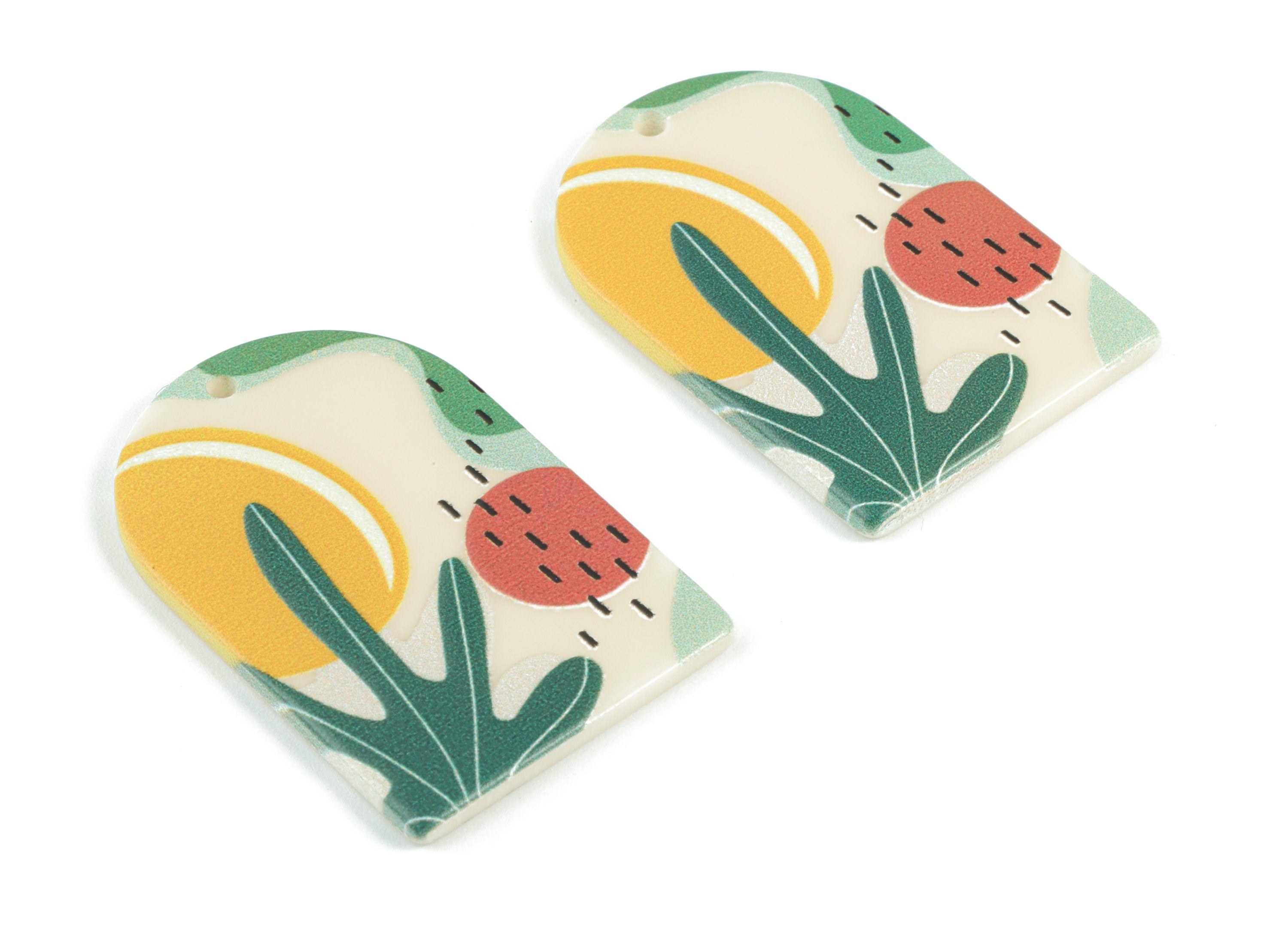 Acrylic Domed Earring Charms - Oval Domed Landscape Charms Pastel Earrings - Earring Findings - Jewelry Supplies - 39.8x25.7x2.2mm - AC2061C - DOMEDBAZAAR