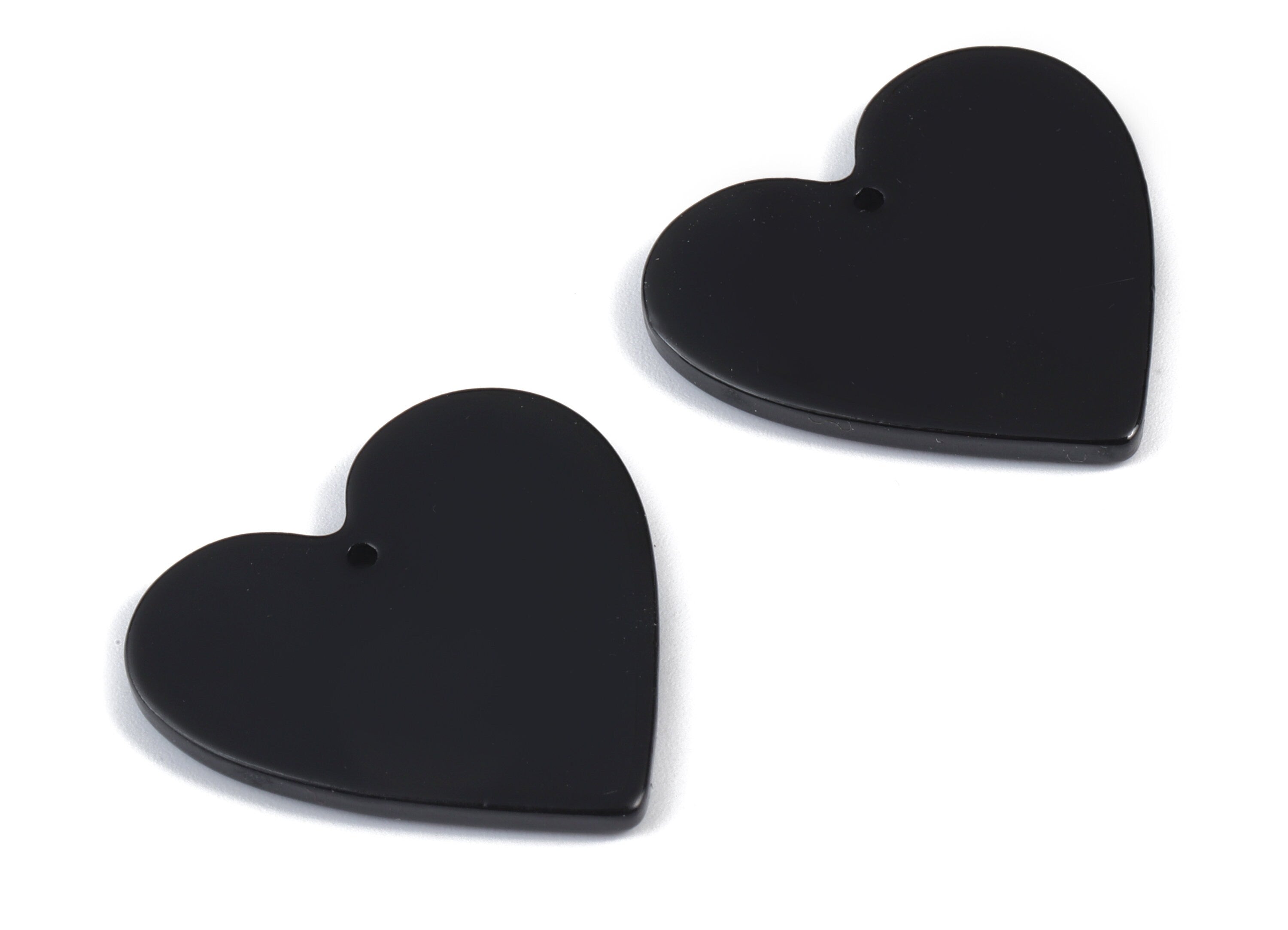 Acrylic Black Heart Earring Charms - Heart Pendant - Earring Findings - Jewelry Supplies - Color Code: A66- 31.19x31.72x2.58mm - AC1431-A66 - DOMEDBAZAAR