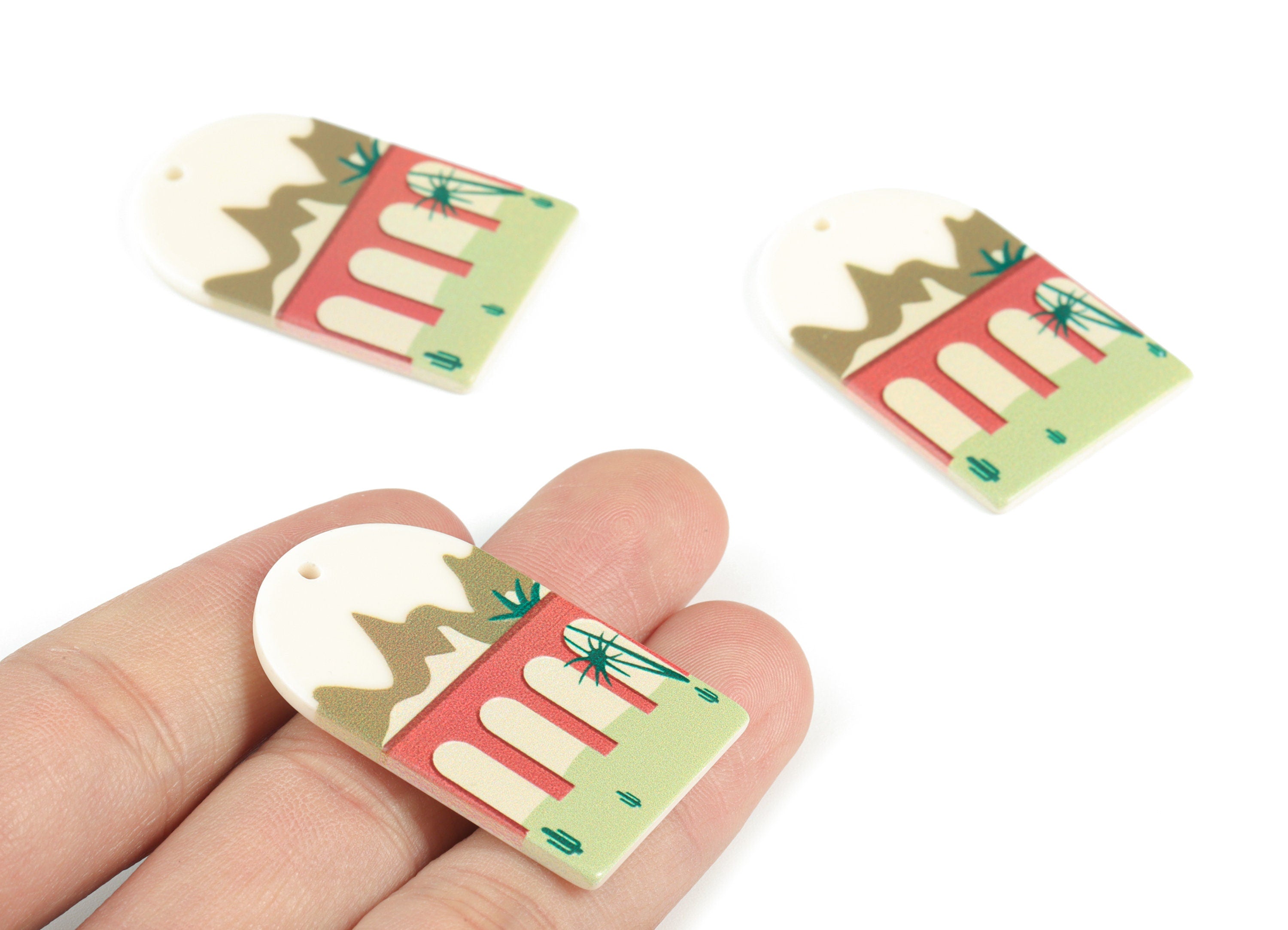Acrylic Domed Earring Charms - Landscape Oval Domed Charms Pastel Earrings - Jewelry Supplies - 39.79x25.6x2.51mm - AC2061K - DOMEDBAZAAR