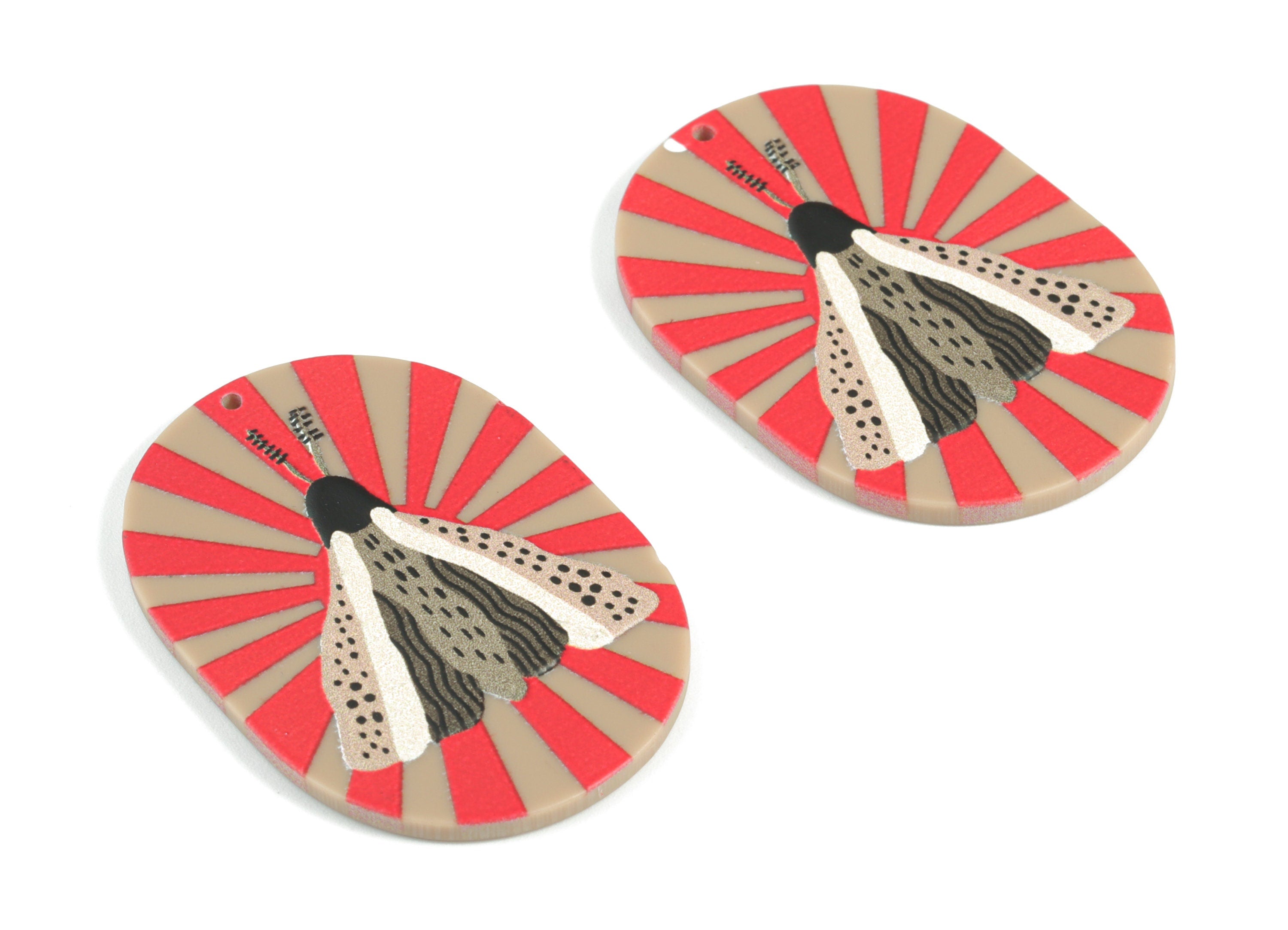 Acrylic Moth Oval Earring Charms - Acrylic Hercules Beetle Oval Earring Charms - Jewelry Supplies - 43.38x31.08x2.47mm - AC2089D - DOMEDBAZAAR