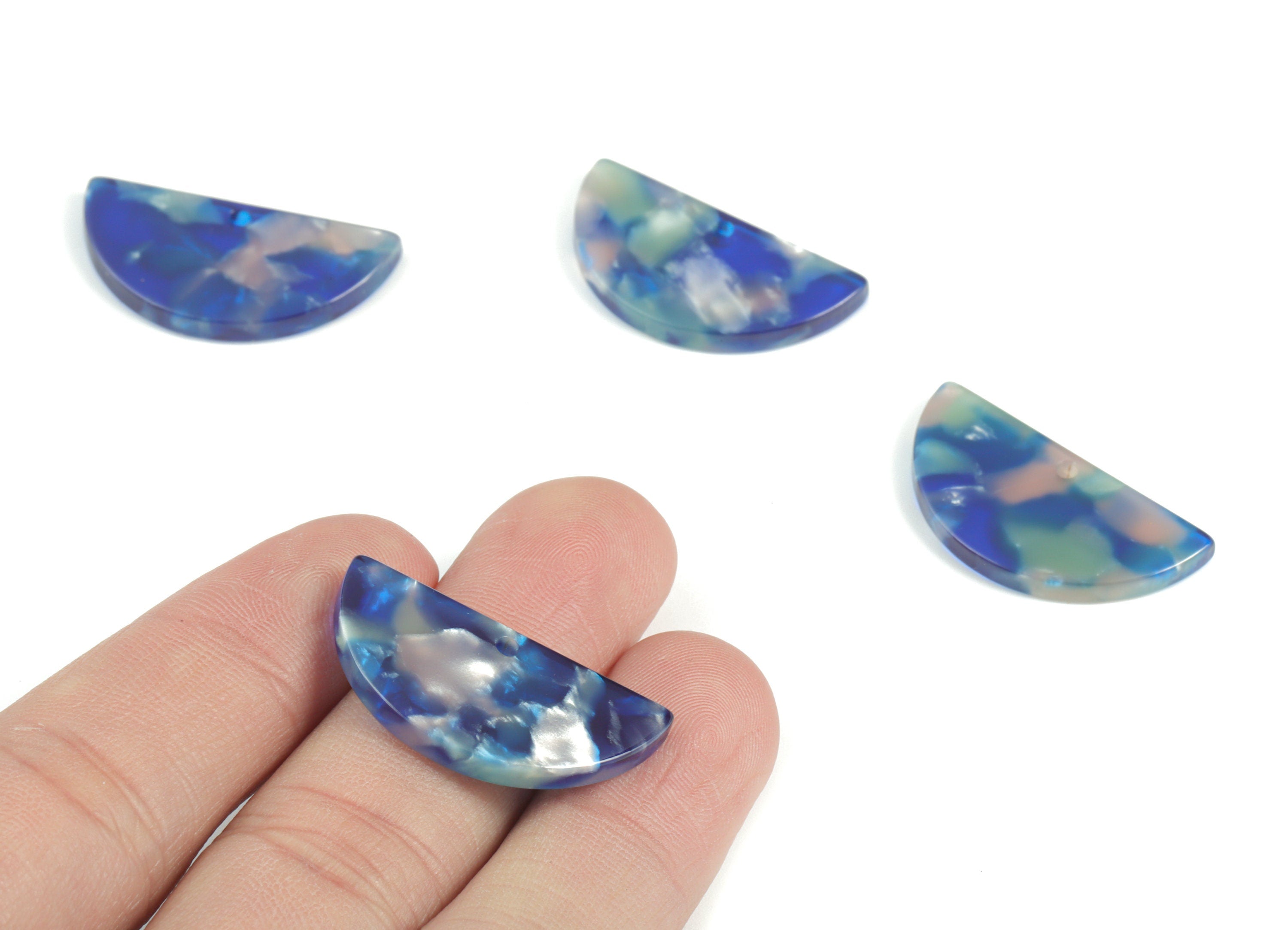 Acetate Semicircle Charm Earring - Half Moon pendant - Earring Findings - Jewelry supply - Color Code:A37 - 30.52x15.13x2.39mm - AC1581-A37 - DOMEDBAZAAR