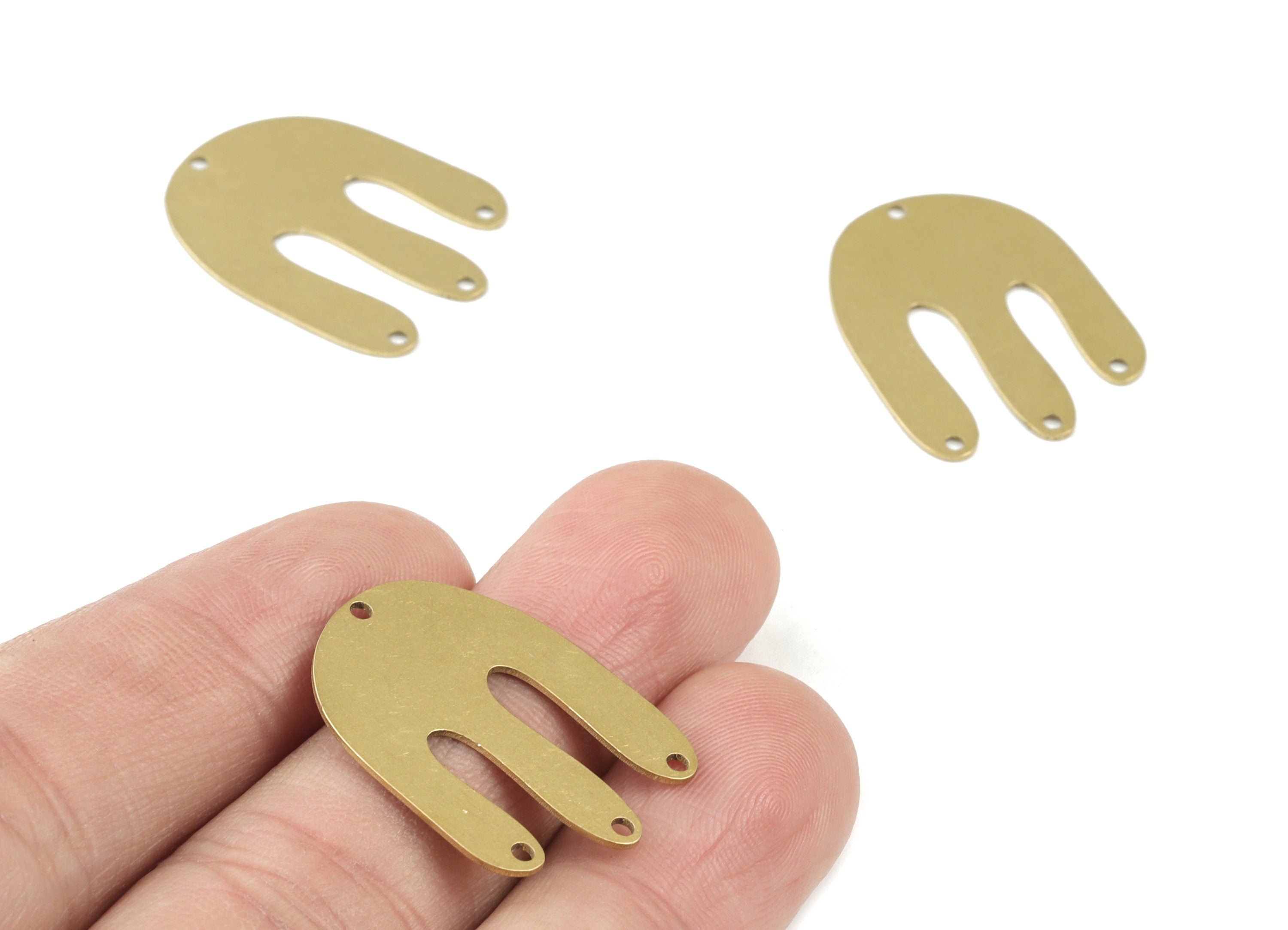 Personalized stamping blank - Jellyfish Earring Connector - Raw Brass Jelly Fish Earring Charms - 4 Holes Connector  - 26x20x0.6mm - PPM3498 - DOMEDBAZAAR