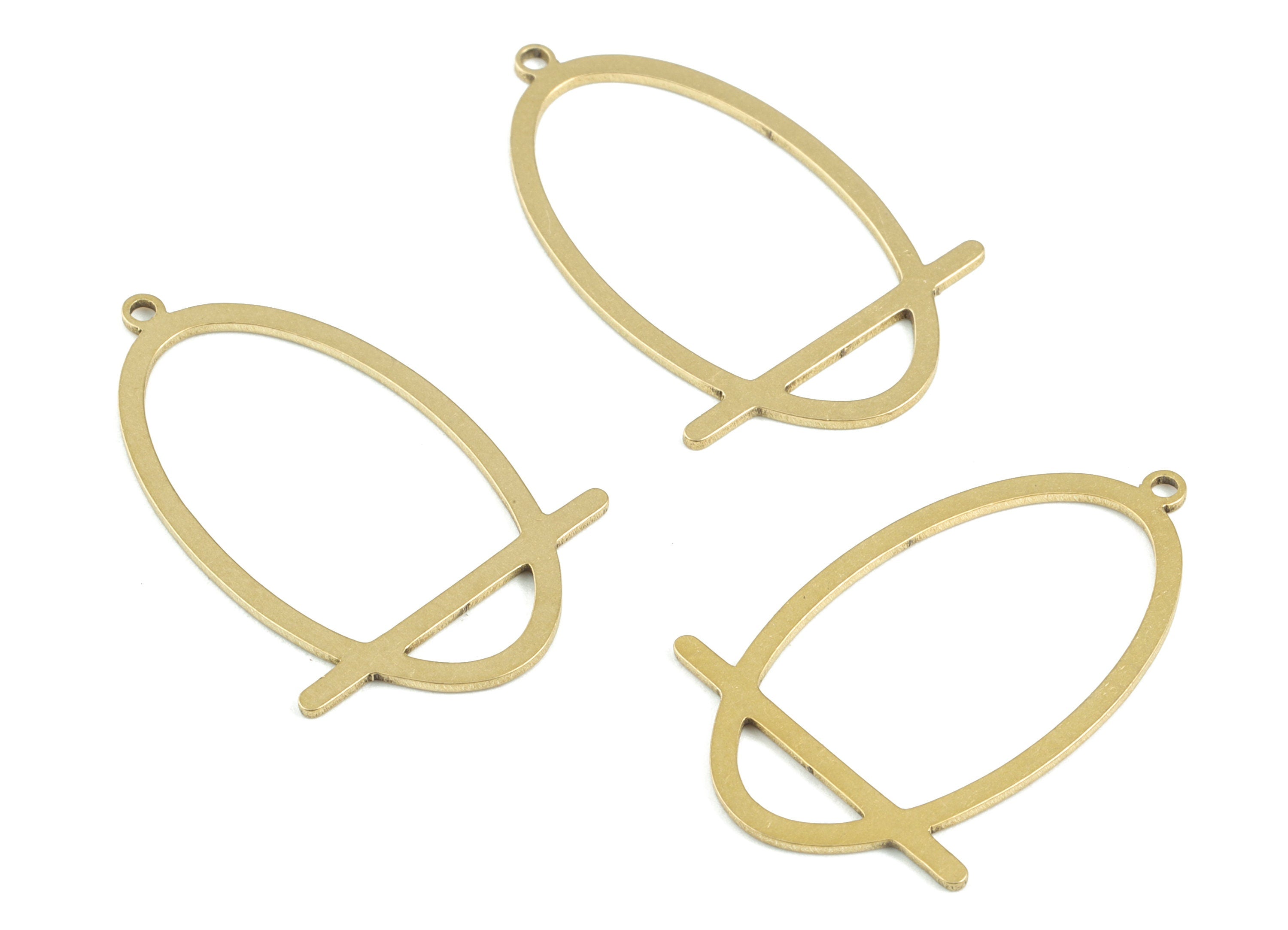 Oval Brass Pendant - Raw Brass Oval Earring Charms - Jewelry Supplies - 32x20x0.8mm - PPM3702 - DOMEDBAZAAR