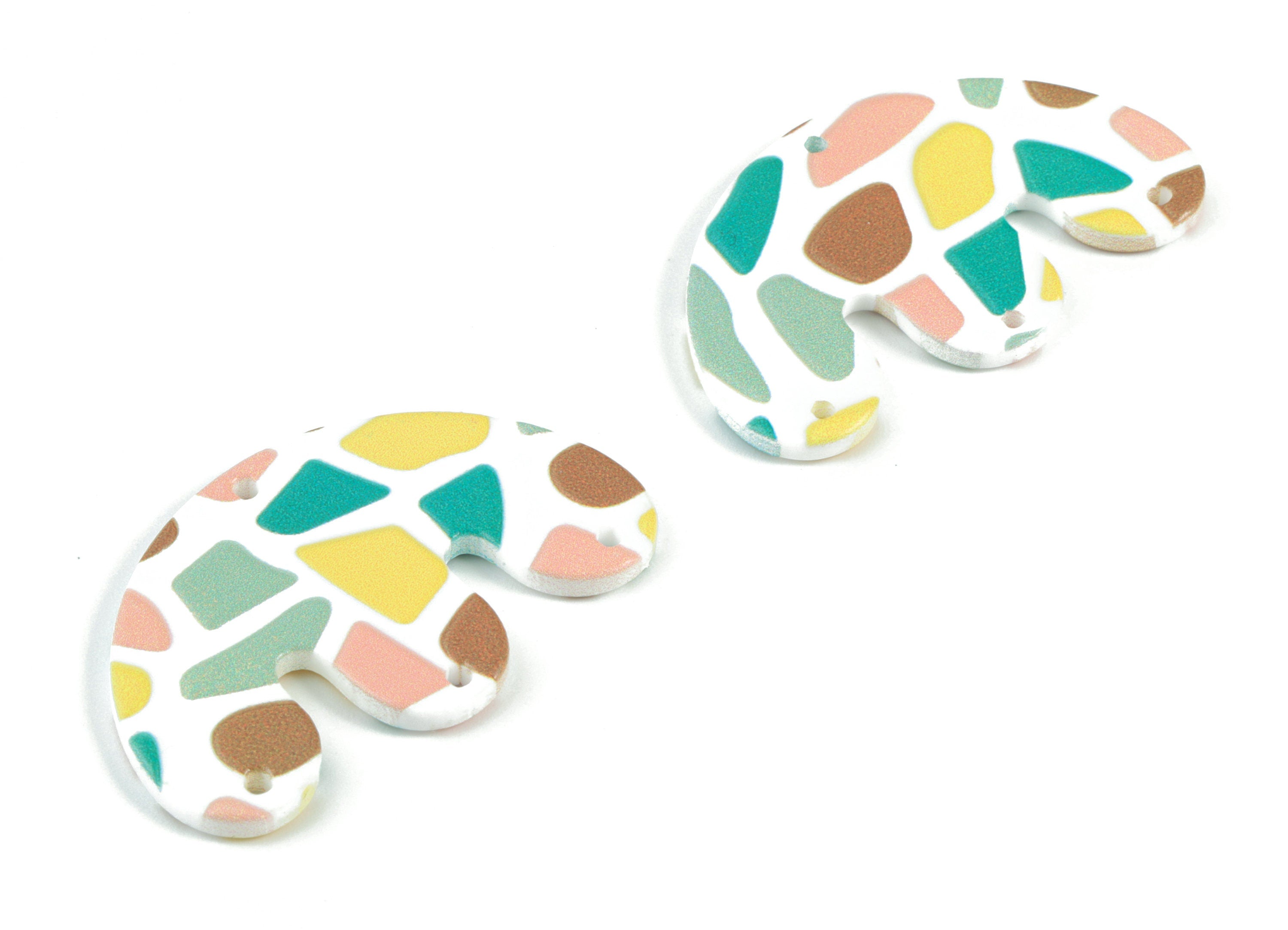 Acrylic Half Moon Earring Connector - Semi Circle Pastel 4 Holes Earring Charms - Jewelry Supplies - 39.82x24.94x2.41mm - AC2092B - DOMEDBAZAAR