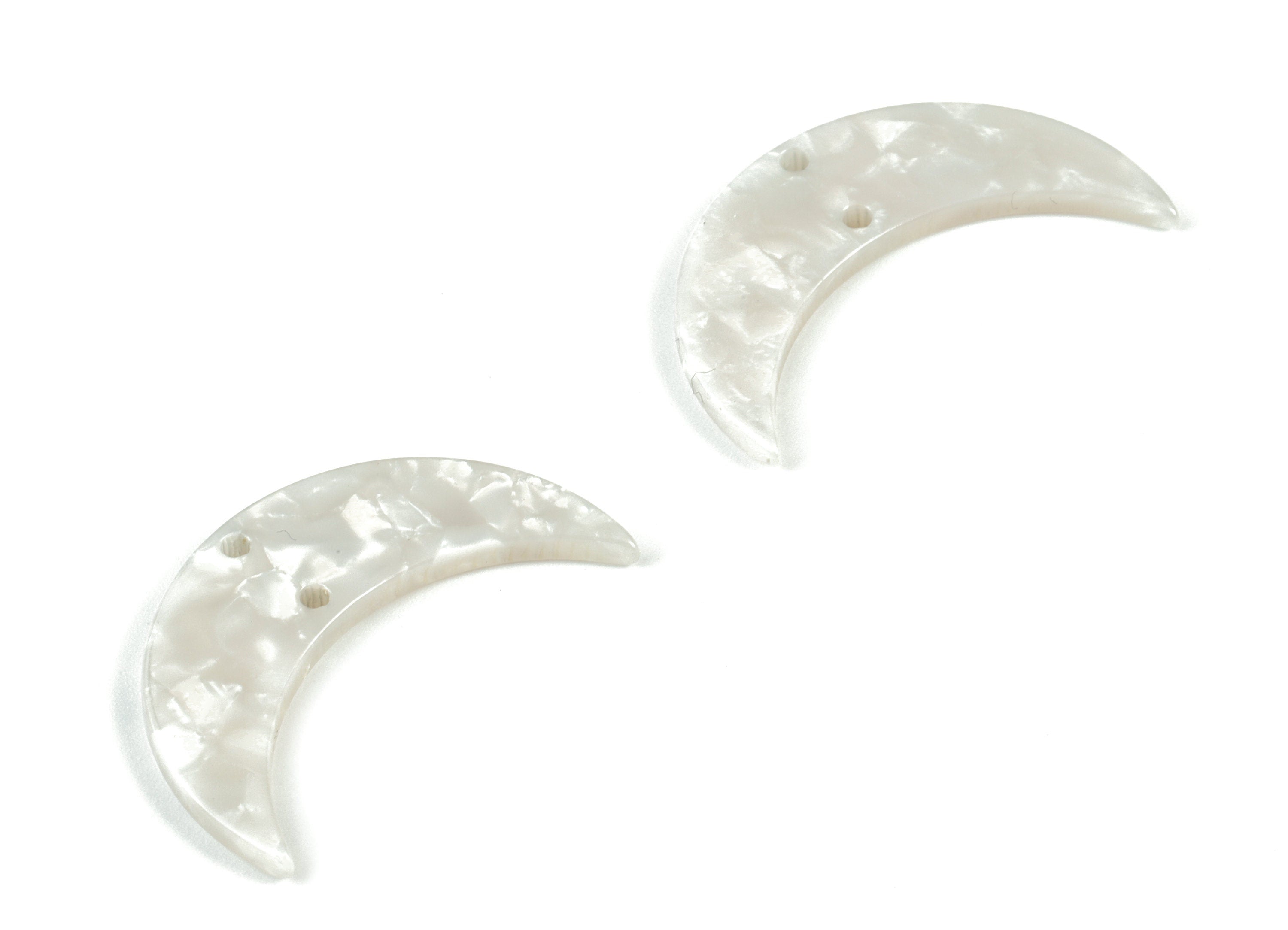 Acetate Crescent Ivory Earring Connector - White Acetate Moon Charms - Jewelry Supplies - Color Code: A12 - 34.42x19.27x2.4mm - AC1366-A12 - DOMEDBAZAAR