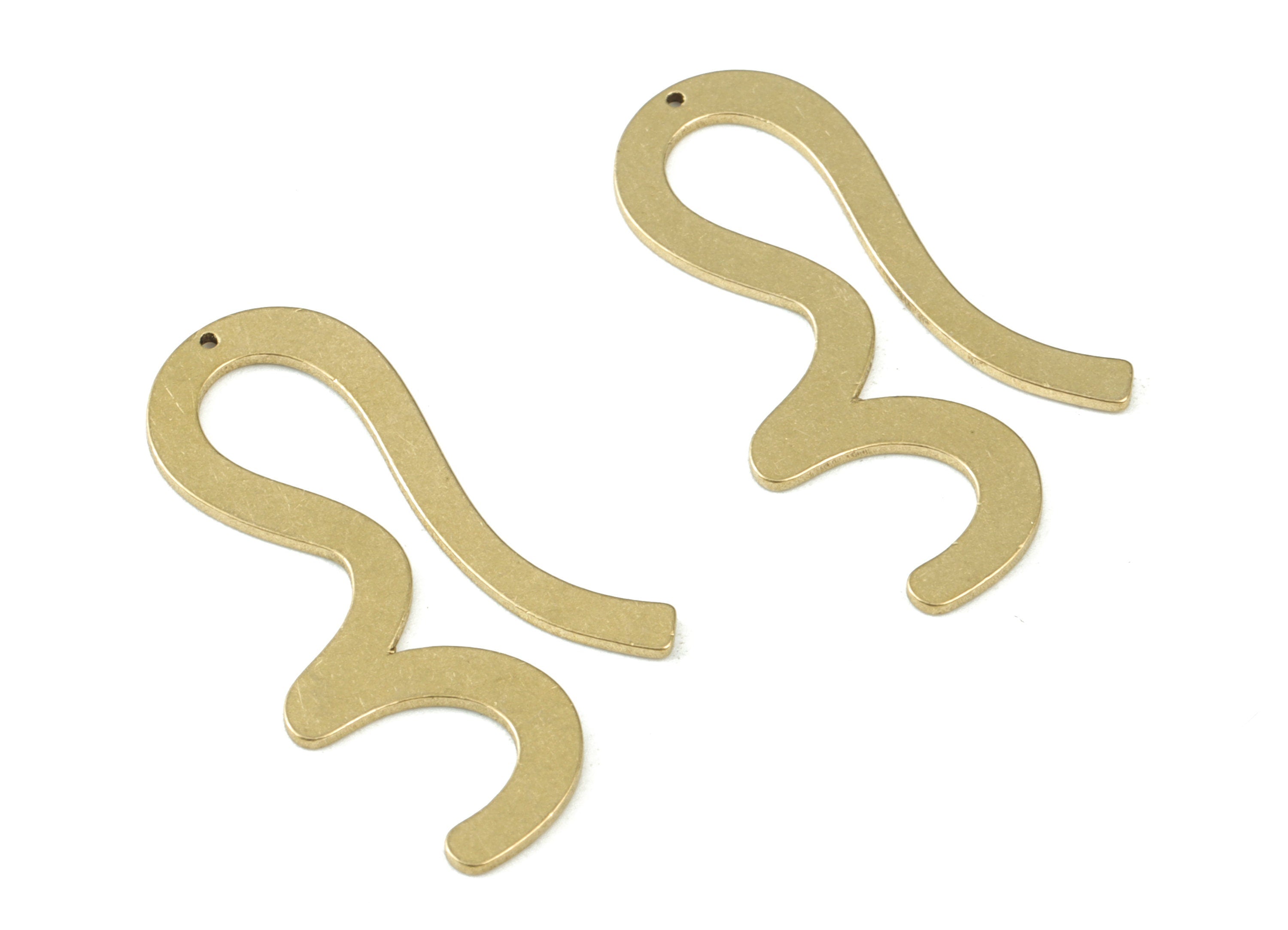 Brass Wavy Earring Charms - Raw Brass Wavy Pendant - Jewelry Supplies - 30x16x08mm - PPM3477 - DOMEDBAZAAR