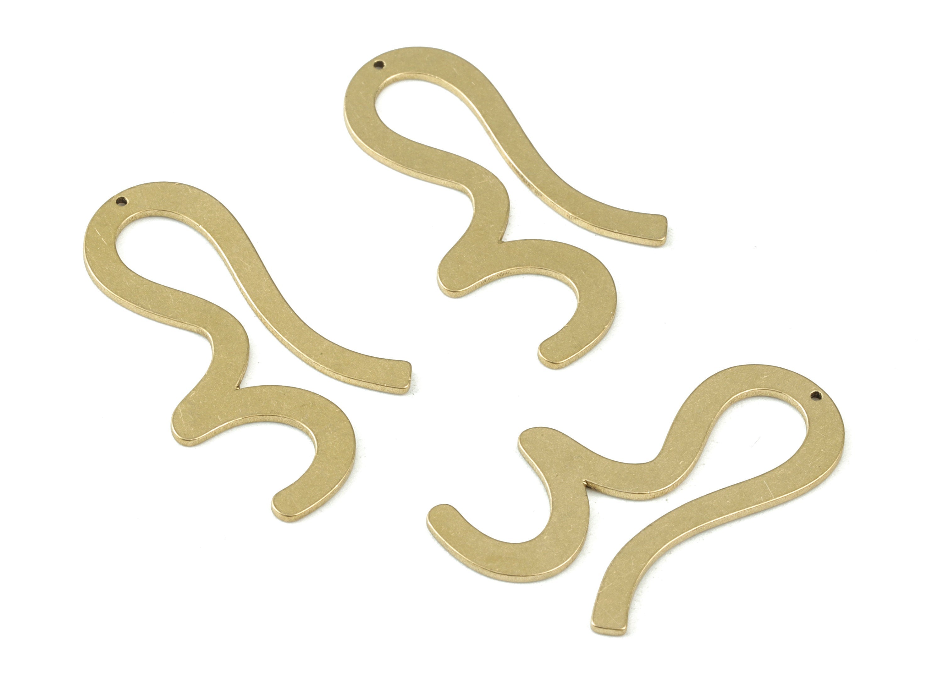 Brass Wavy Earring Charms - Raw Brass Wavy Pendant - Jewelry Supplies - 30x16x08mm - PPM3477 - DOMEDBAZAAR