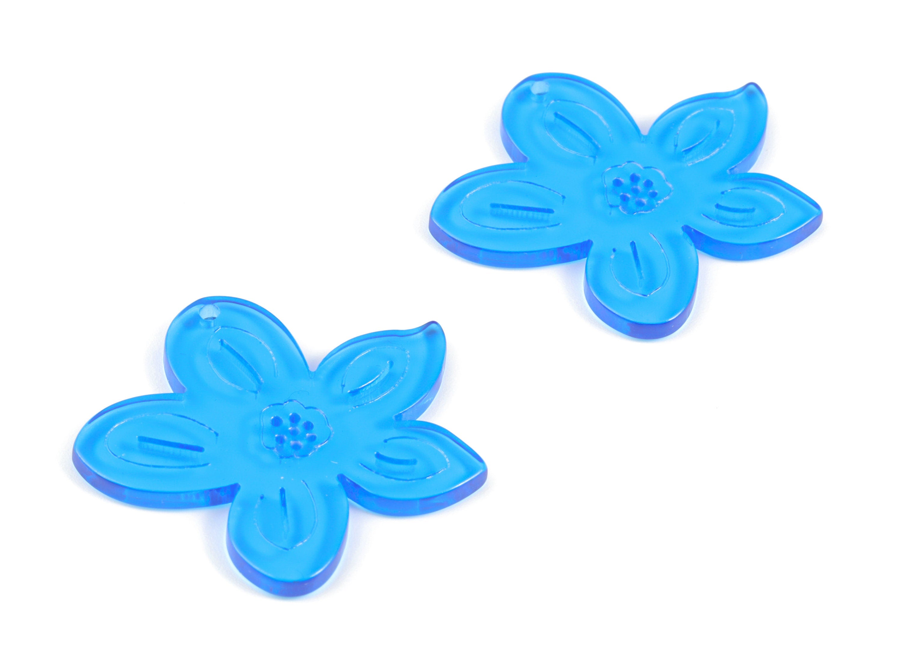 Bead door window curtain - Acrylic Leaf Blue wind bell chimes - Flower Earring Charms - Color Code:A464- 37.69x35.37x2.46mm - AC2136-A464 - DOMEDBAZAAR