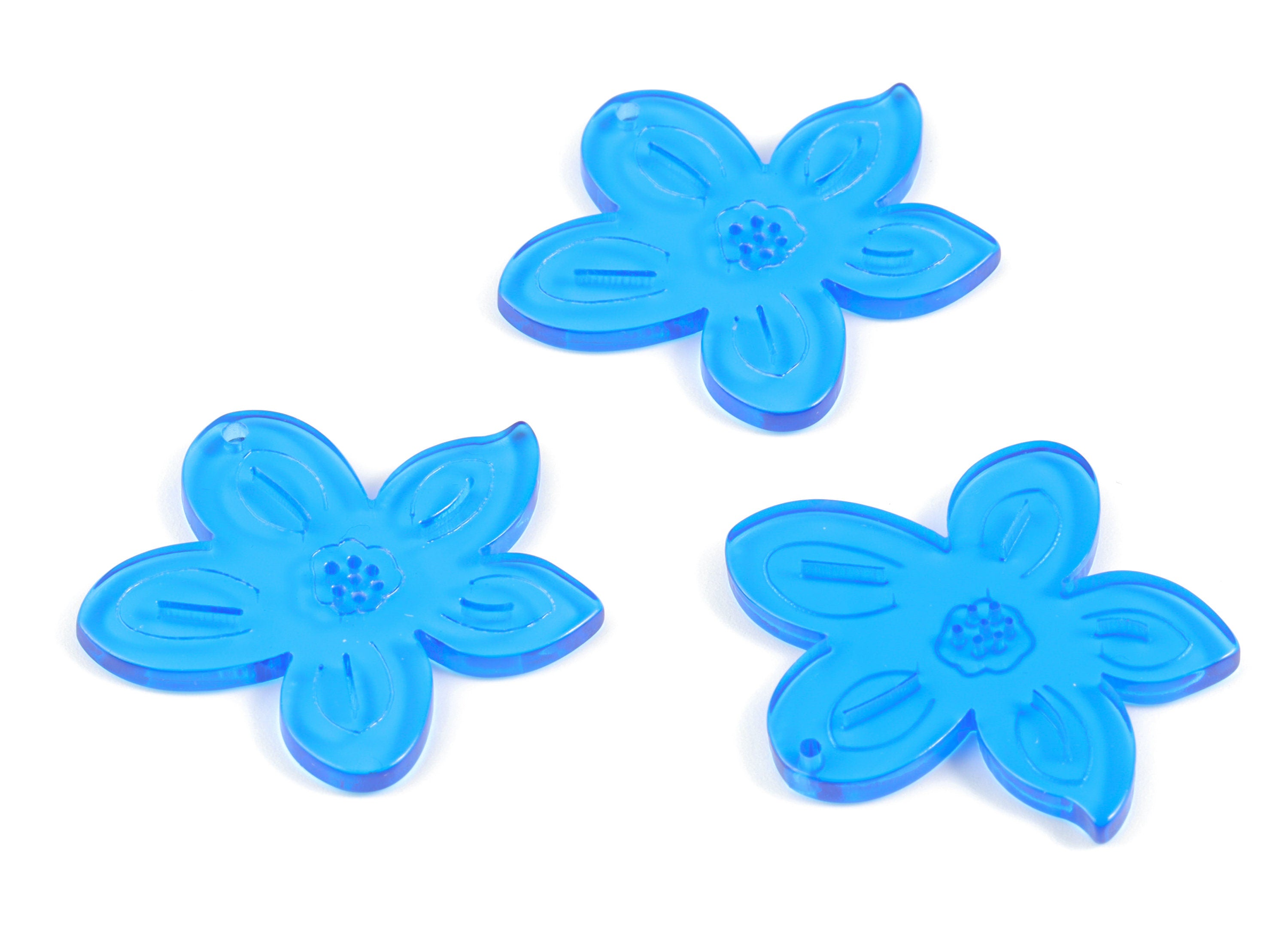 Bead door window curtain - Acrylic Leaf Blue wind bell chimes - Flower Earring Charms - Color Code:A464- 37.69x35.37x2.46mm - AC2136-A464 - DOMEDBAZAAR