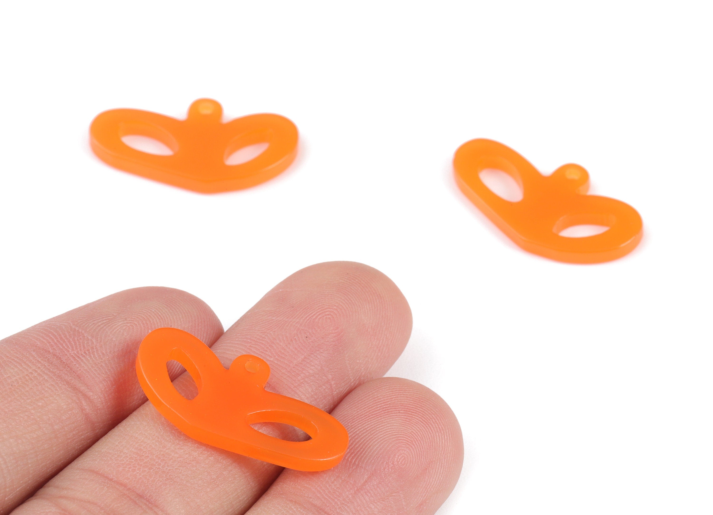 Acrylic Heart Pendant - Orange Acrylic Heart Earrings - Earring Finding - Jewelry Supplies - Color Code:A532- 25.7x13.87x2.5mm - AC2141-A532 - DOMEDBAZAAR