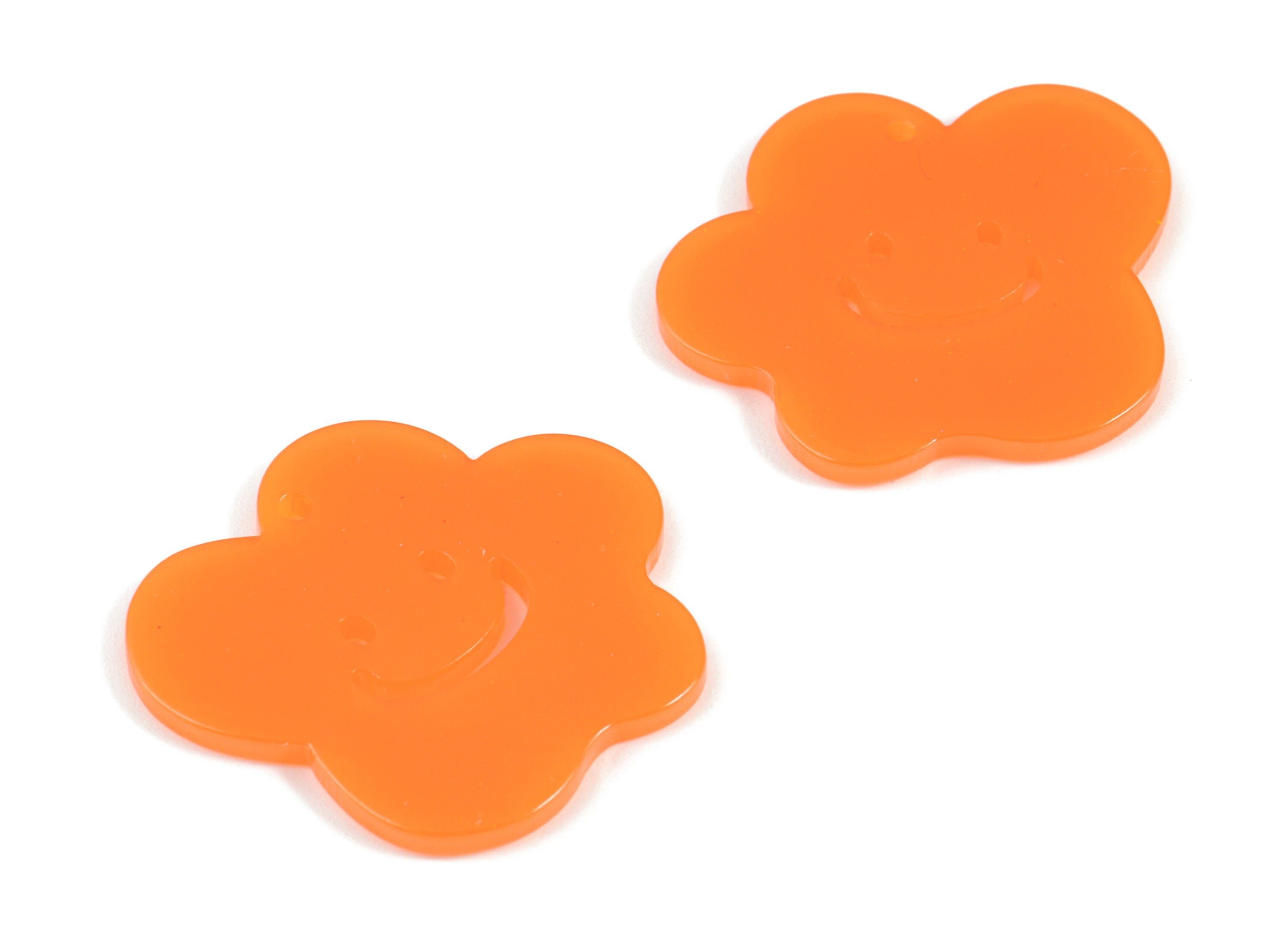 Bead door window curtain - Acrylic Smiley Flower wind bell chimes - Orange Leaf Earring Charms  - Color Code:A532- 33x30x2mm - AC2137-A532 - DOMEDBAZAAR