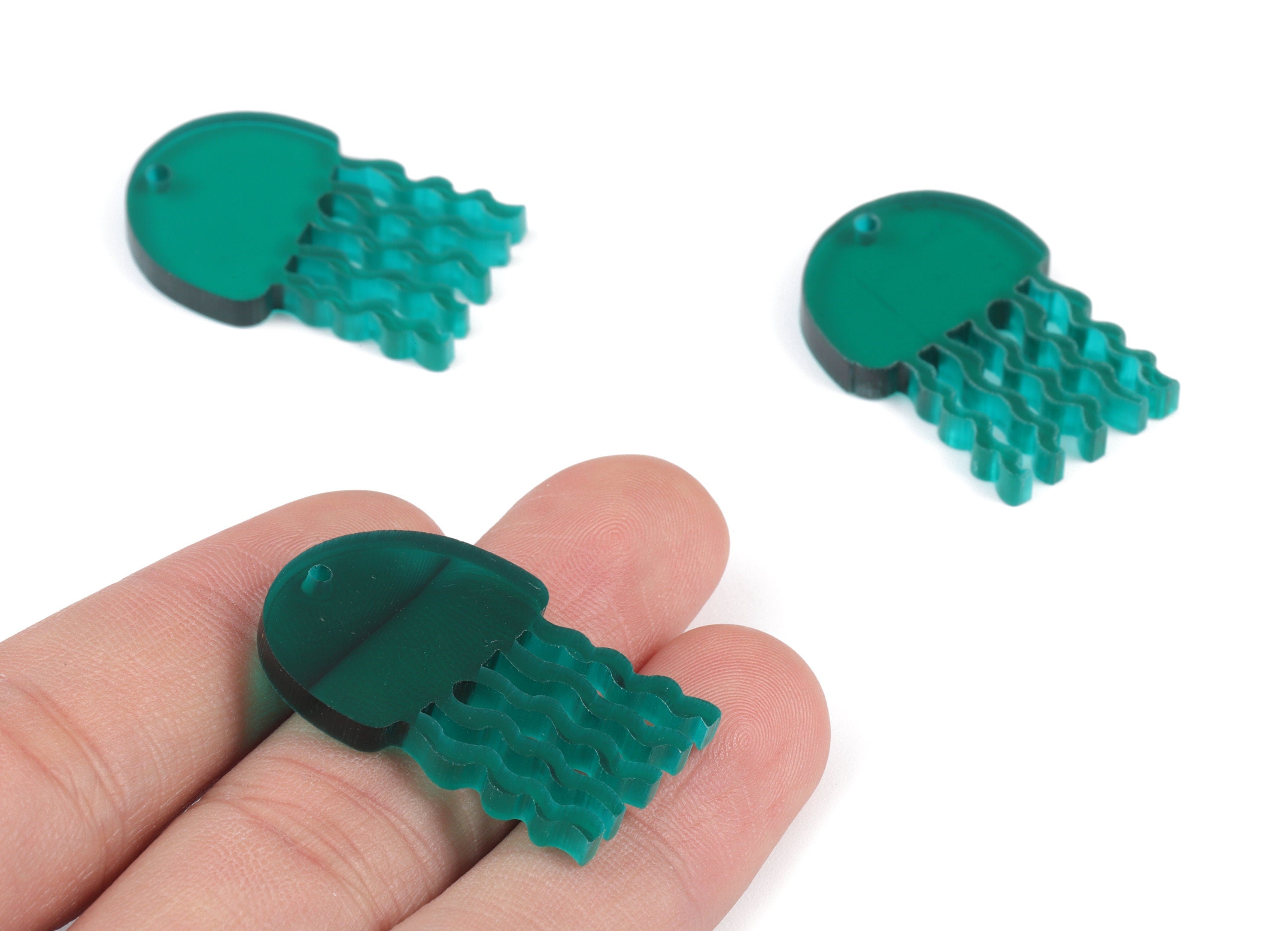 Bead door window curtain - Acrylic Jellyfish Green wind bell chimes - Jellyfish Earring Charm - Color Code:A463- 32x22x3mm - AC2142-A463 - DOMEDBAZAAR