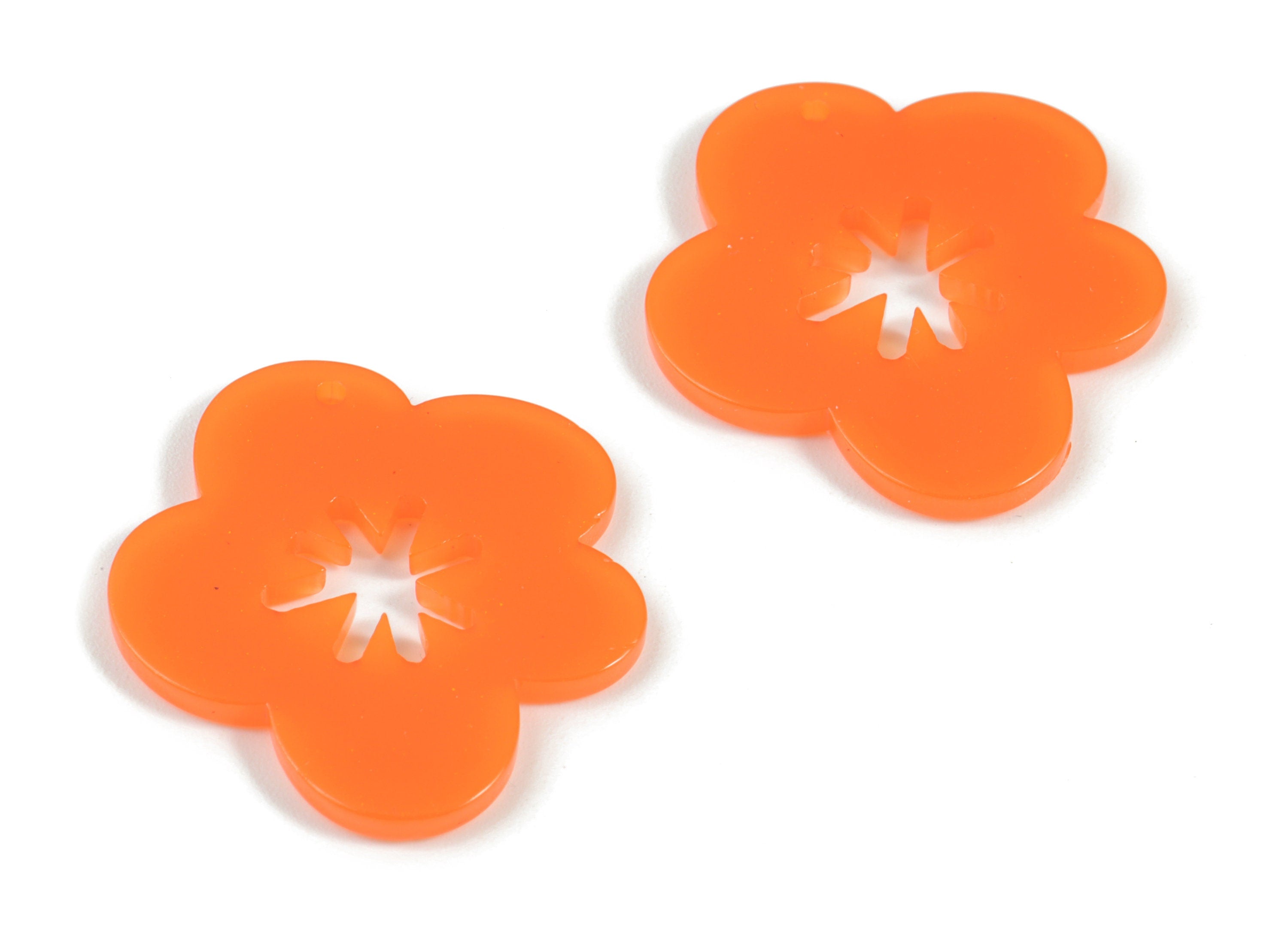 Acrylic Snowflake Flower Earring Charms - Acrylic Orange Flower Earrings - Jewelry Supplies - Color Code:A532- 30.7x27.7x2.3mm - AC2132-A532 - DOMEDBAZAAR