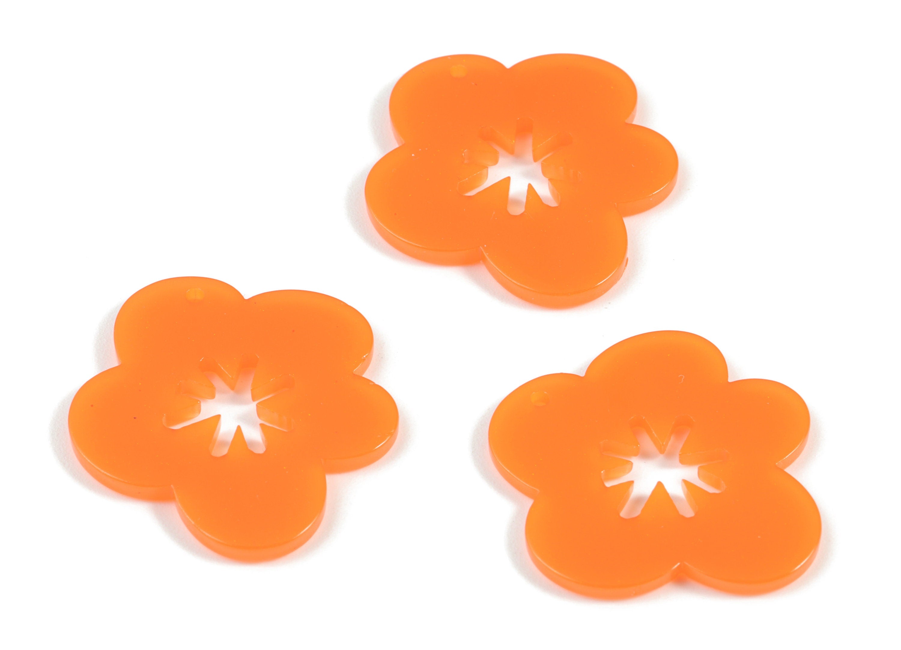 Acrylic Snowflake Flower Earring Charms - Acrylic Orange Flower Earrings - Jewelry Supplies - Color Code:A532- 30.7x27.7x2.3mm - AC2132-A532 - DOMEDBAZAAR