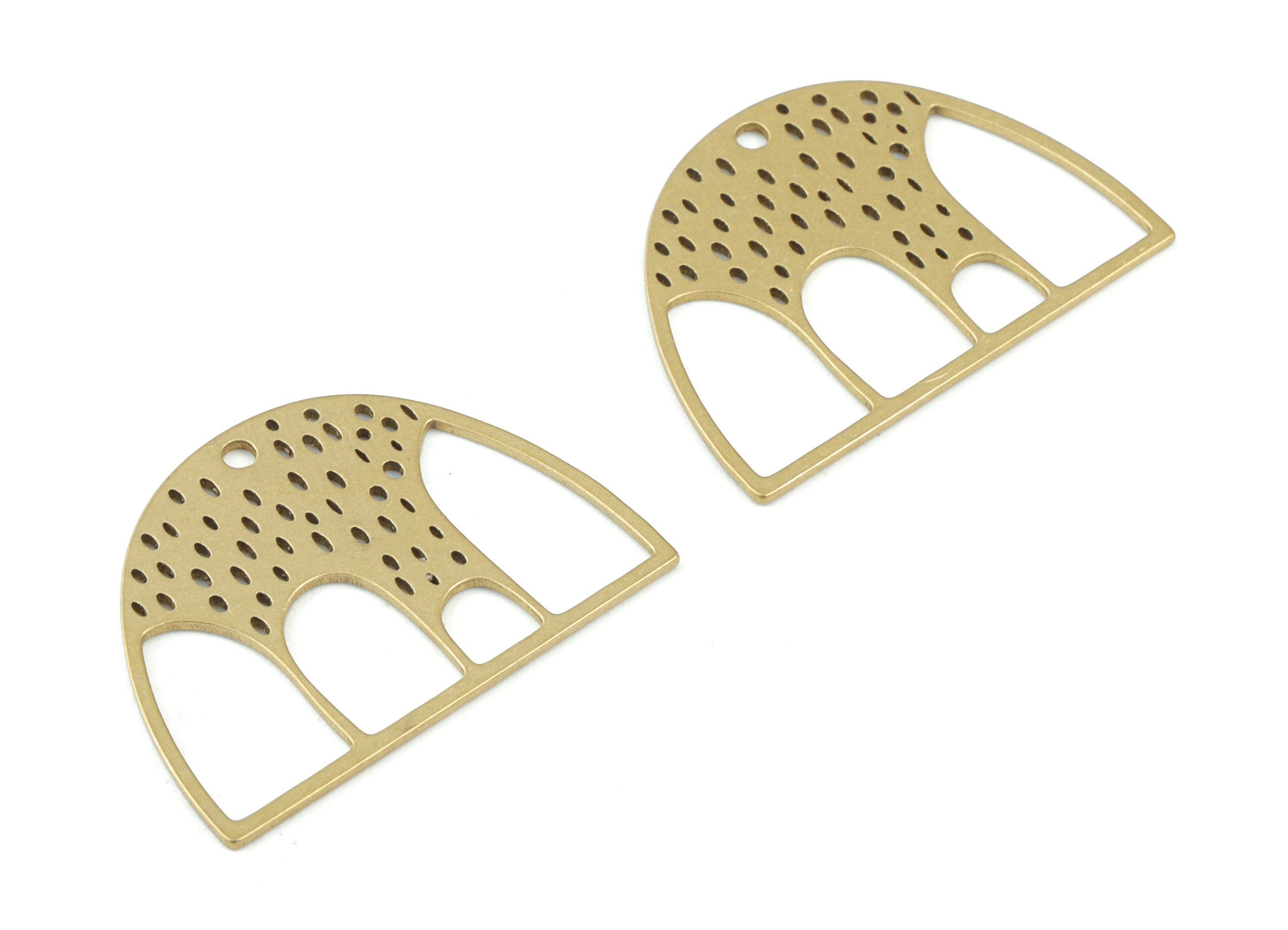 Brass Semicircle Earring Charms - Raw Brass Half Moon Domed Pendant - Jewelry Supplies - 30x21x0.8mm - PPM3456 - DOMEDBAZAAR