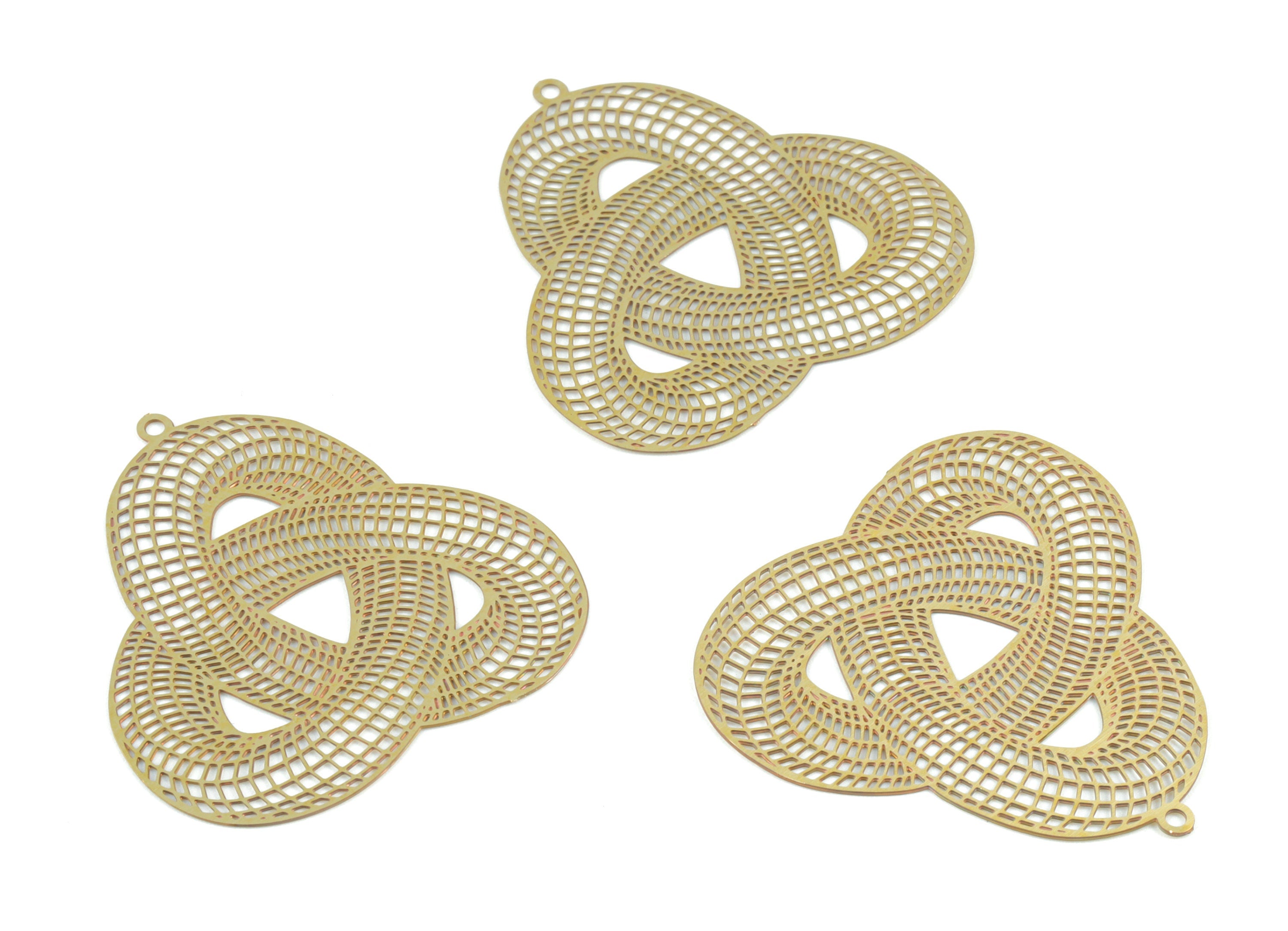 Brass Knot Line Pendant - Raw Brass Knot Earring Charms - Earring Findings - Jewelry Supplies - 34.06x33.09x0.27mm - JJB6481 - DOMEDBAZAAR